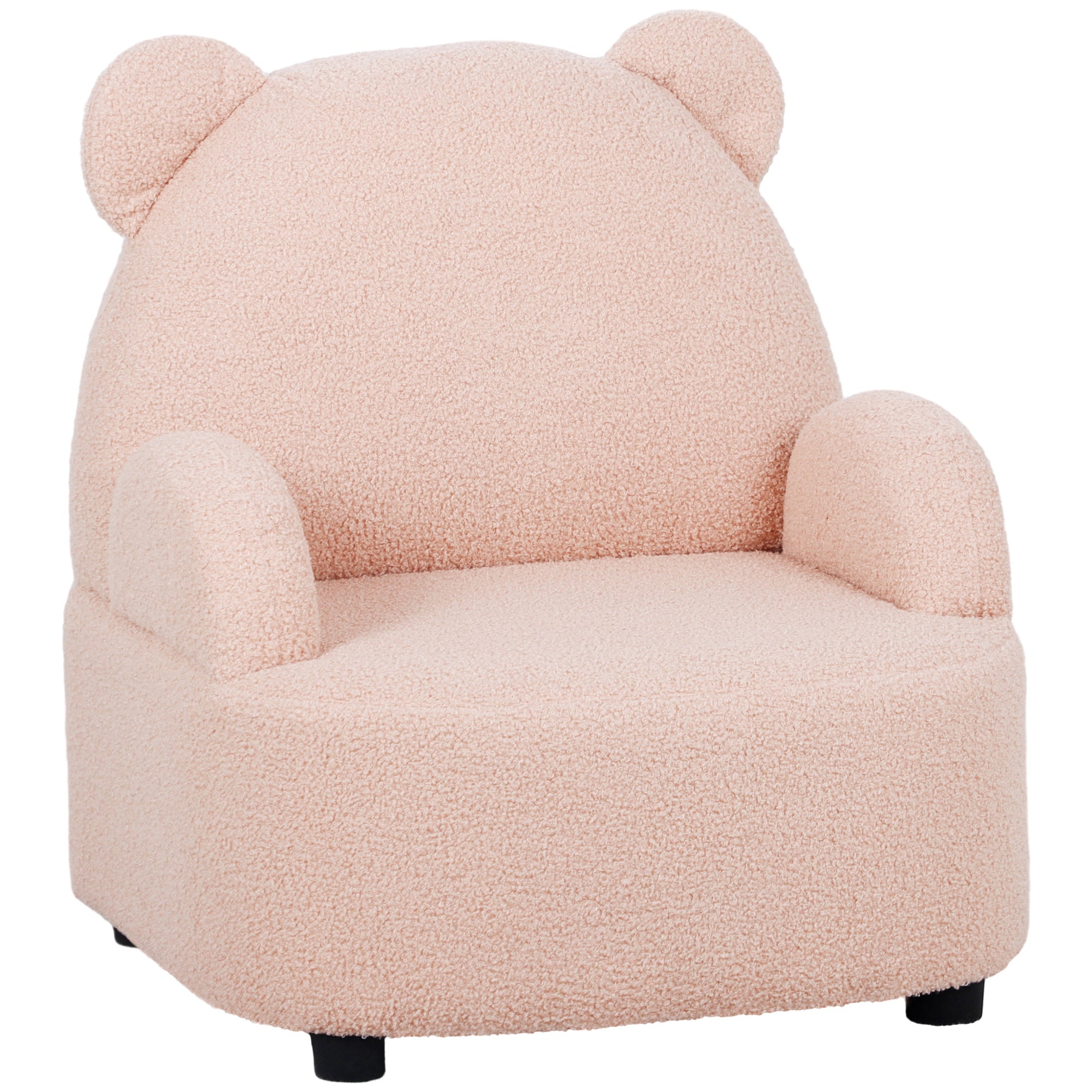 Kids Bear Shaped Armchair with Teddy Fleece - Pink