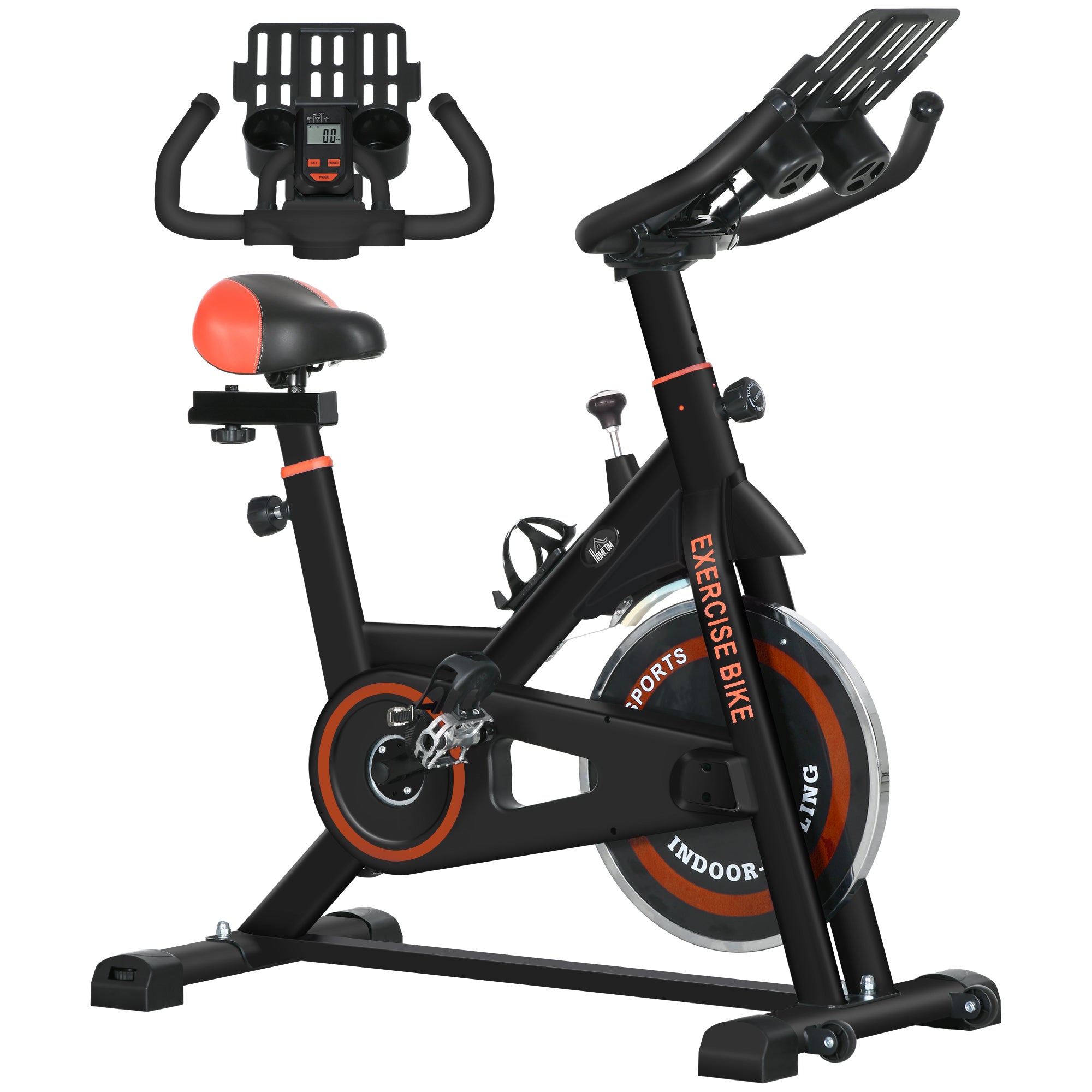 Stationary Exercise Bike with 8kg Flywheel and Adjustable Seat - Black