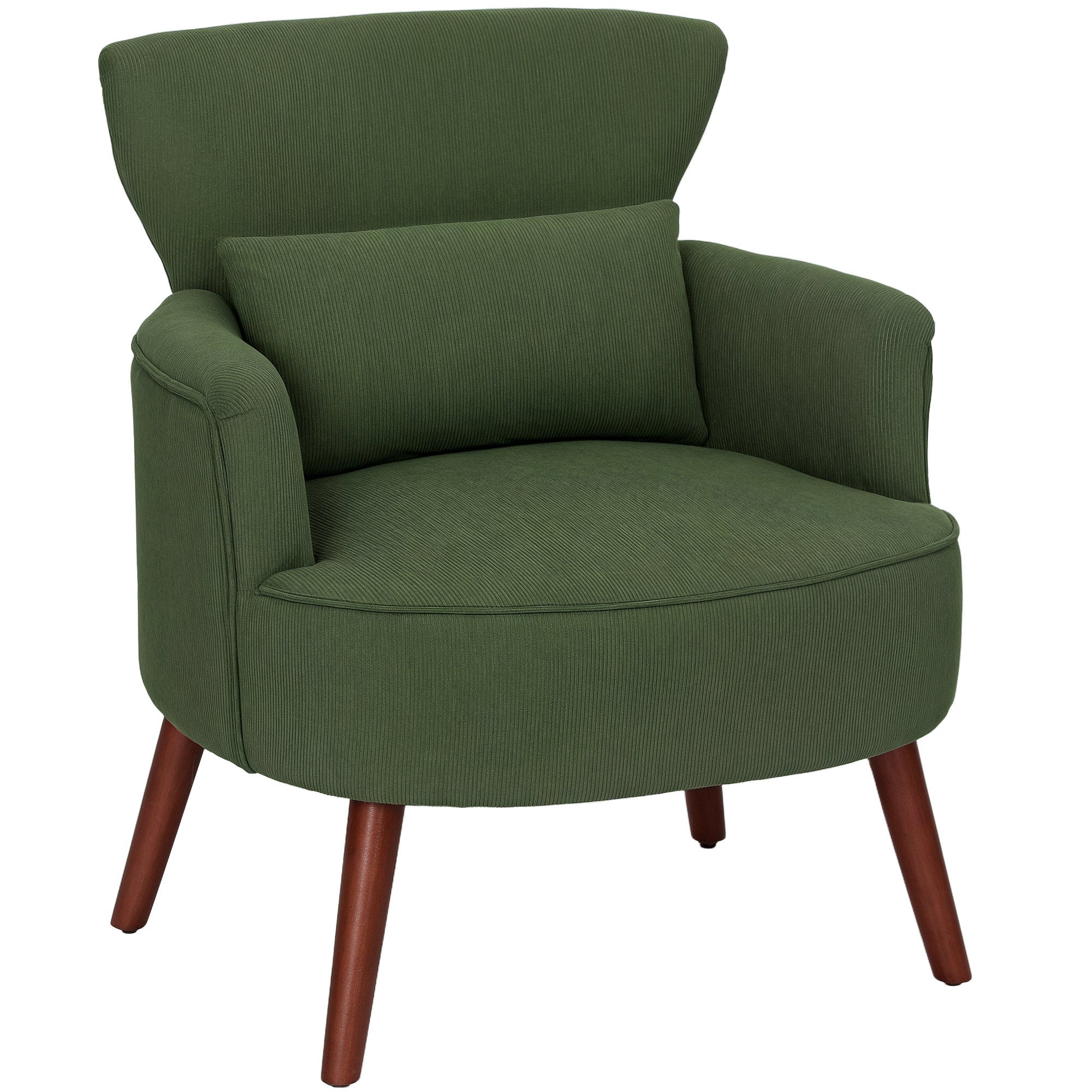 Corduroy Retro Wingback Accent Chair with Cushion - Green