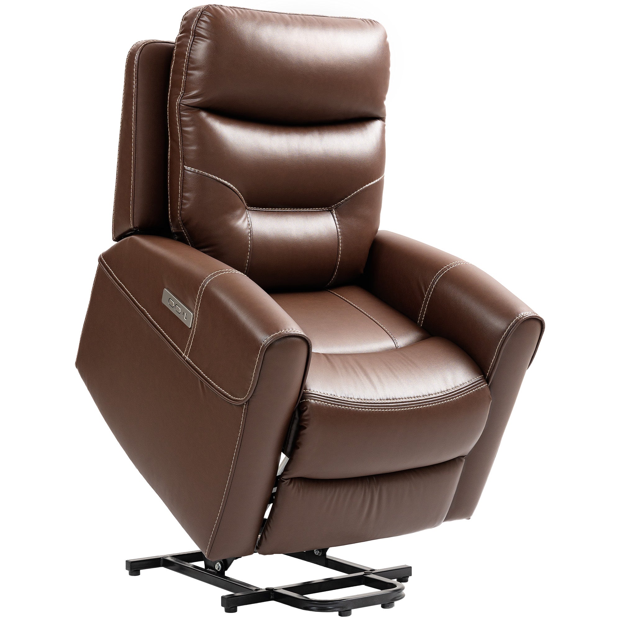Electric Riser Recliner Chair with USB Ports – Brown Faux Leather