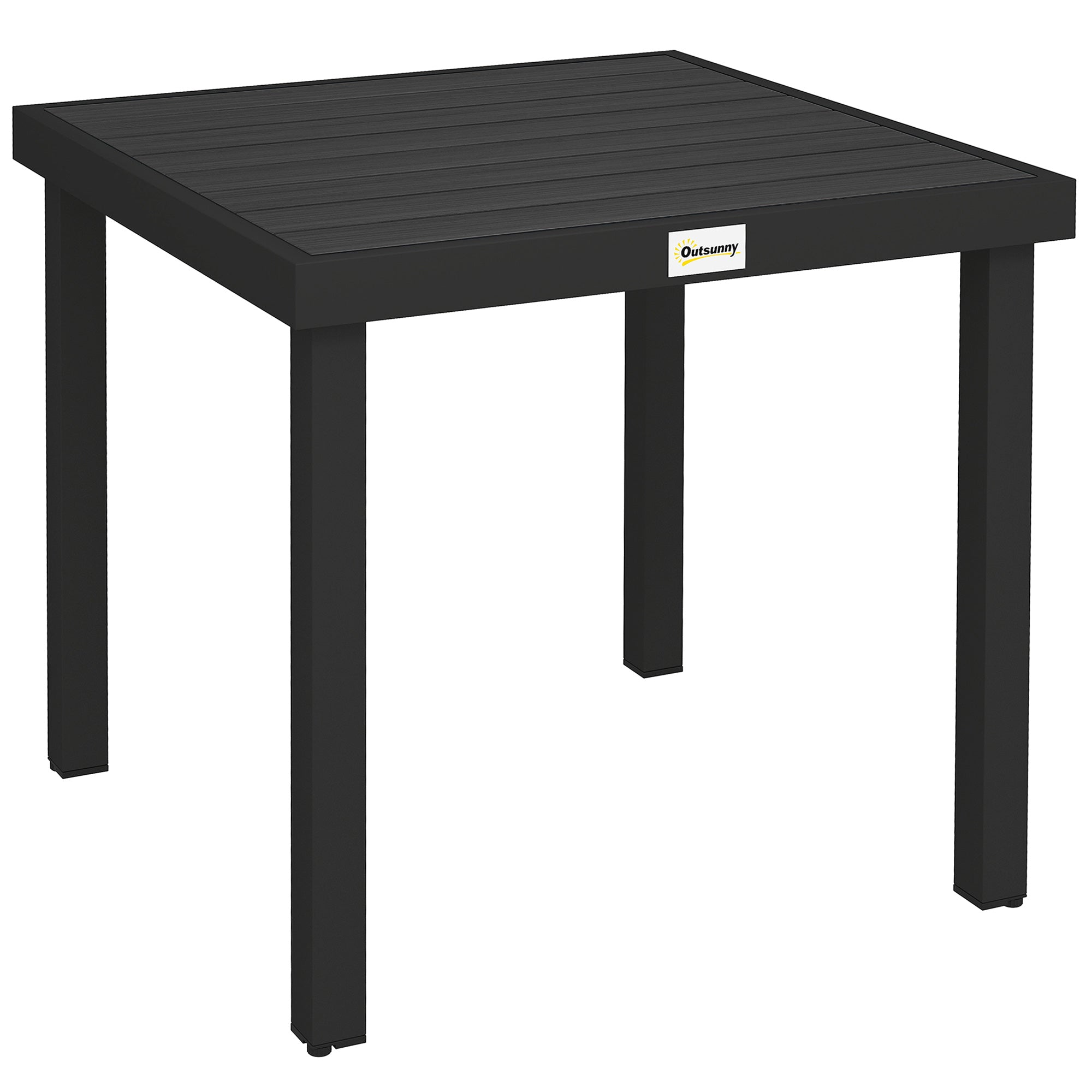 78 cm Garden Dining Table for 4 People, Square Outdoor Coffee End Side Table with Aluminium Legs, Black
