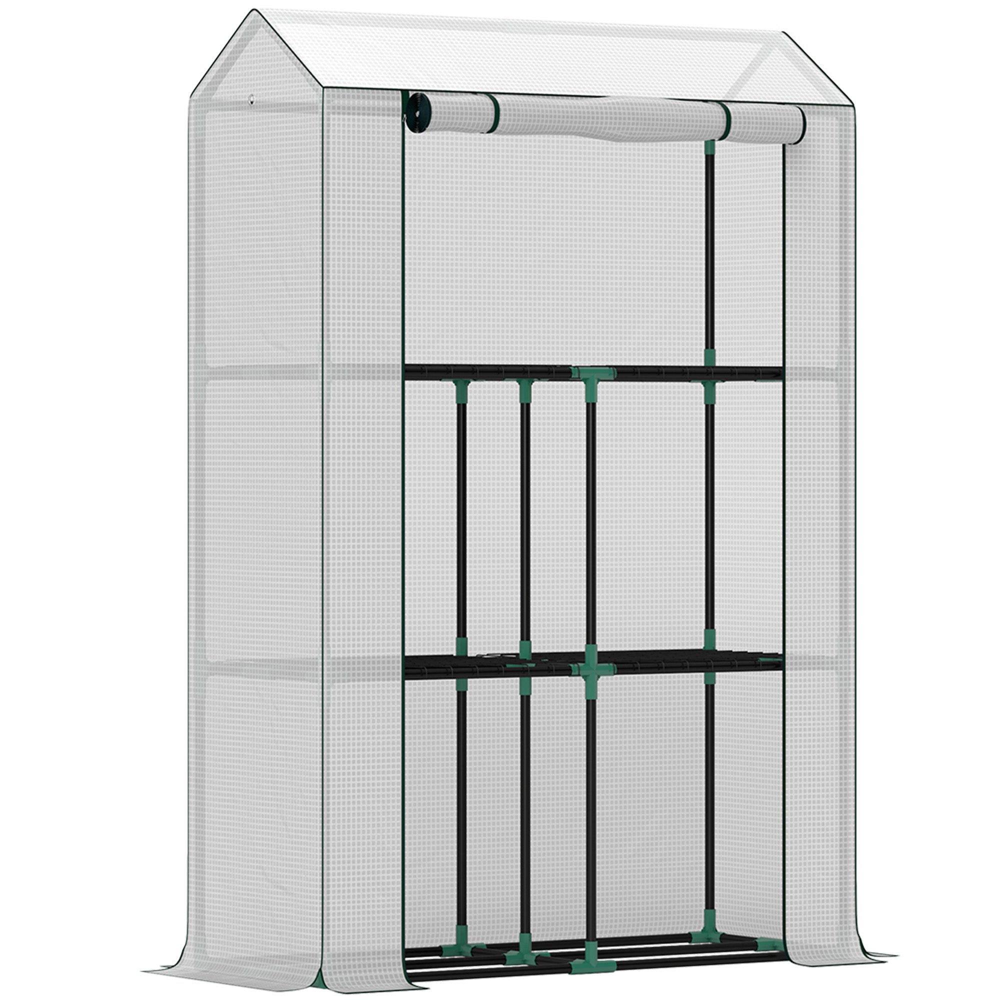 40 x 100cm Three Shelf Steel Frame Greenhouse with UV Protection - White