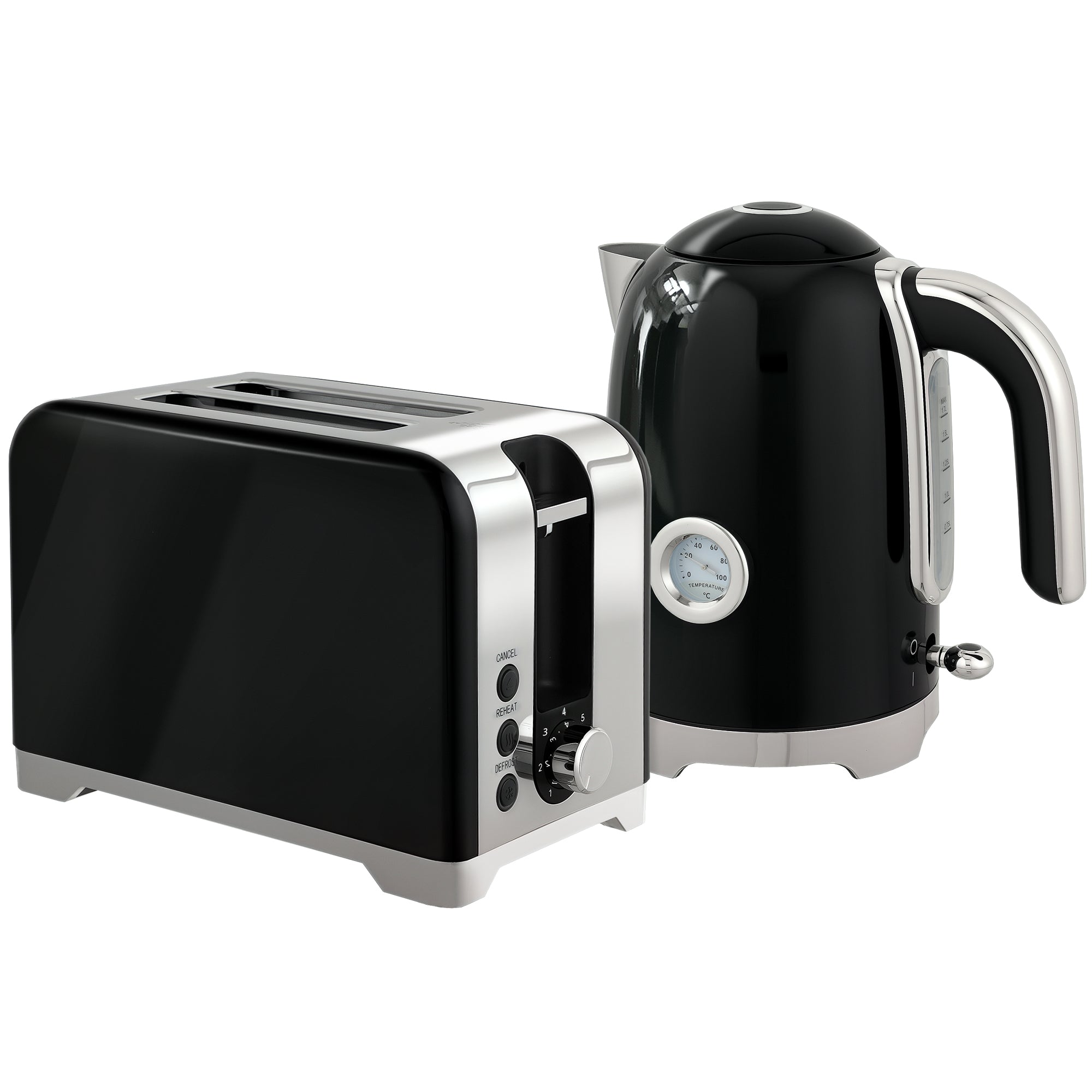 Retro Toaster and Kettle Set - Black