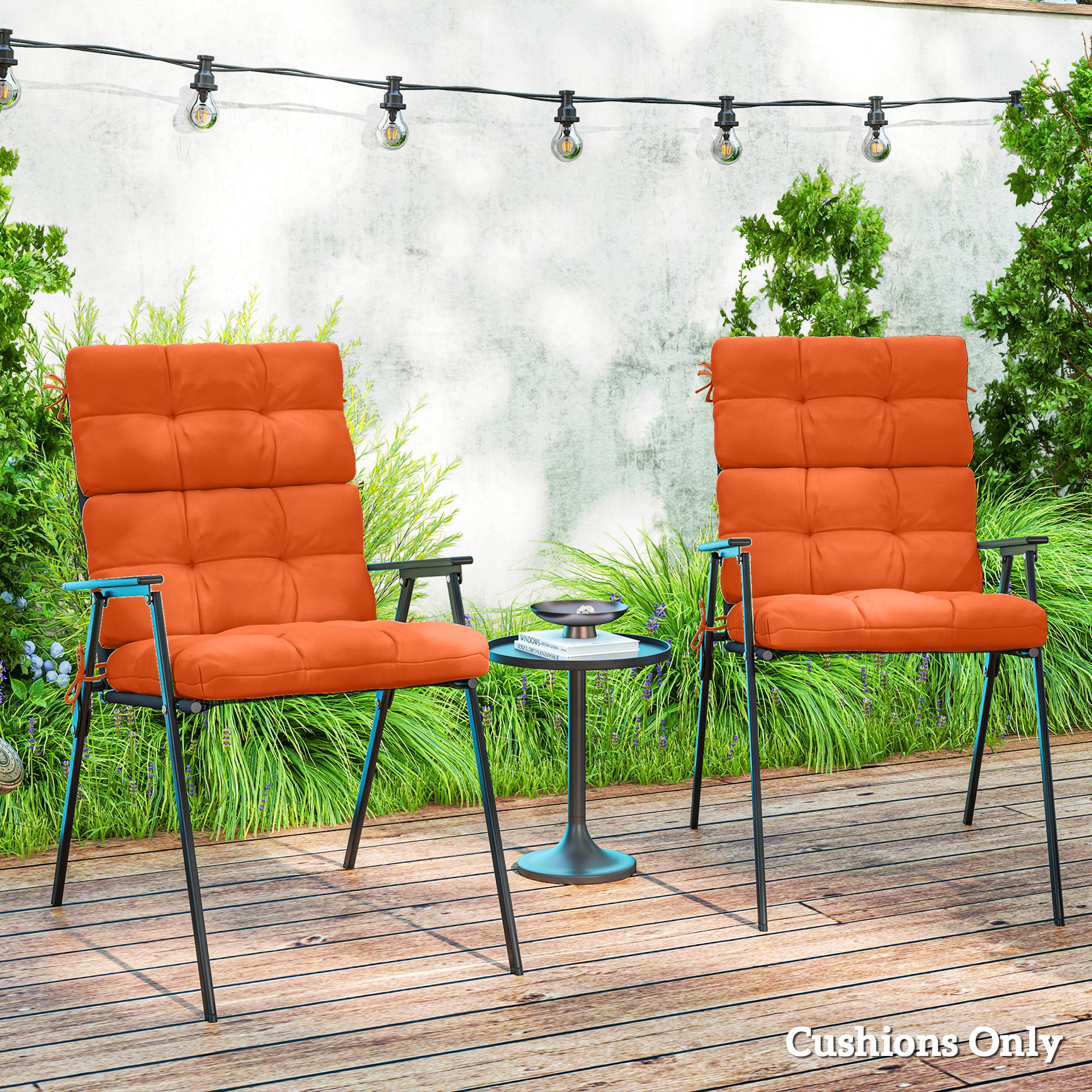 Set of 2 Padded Outdoor Seat and Back Cushions - Orange