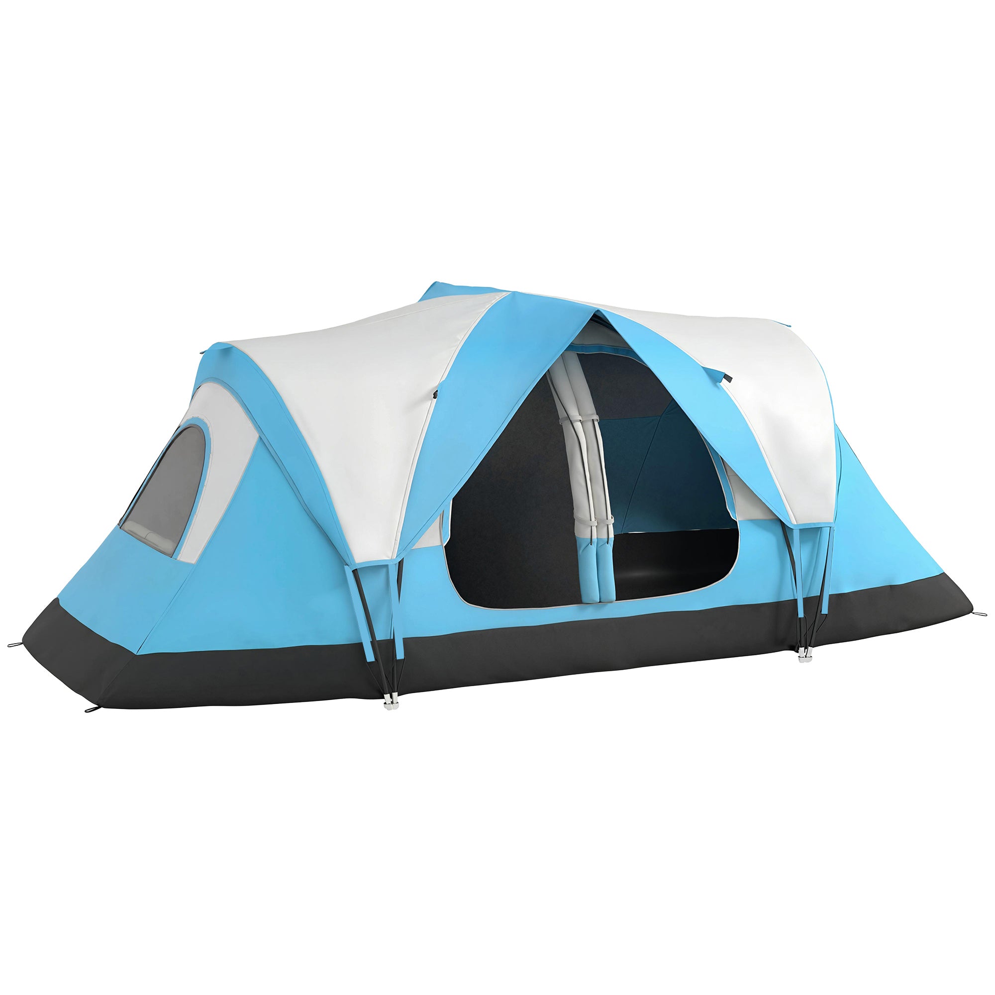 Camping Tent for 6-8 Man with 2000mm Waterproof Rainfly and Carry Bag for Fishing Hiking Festival, Sky Blue