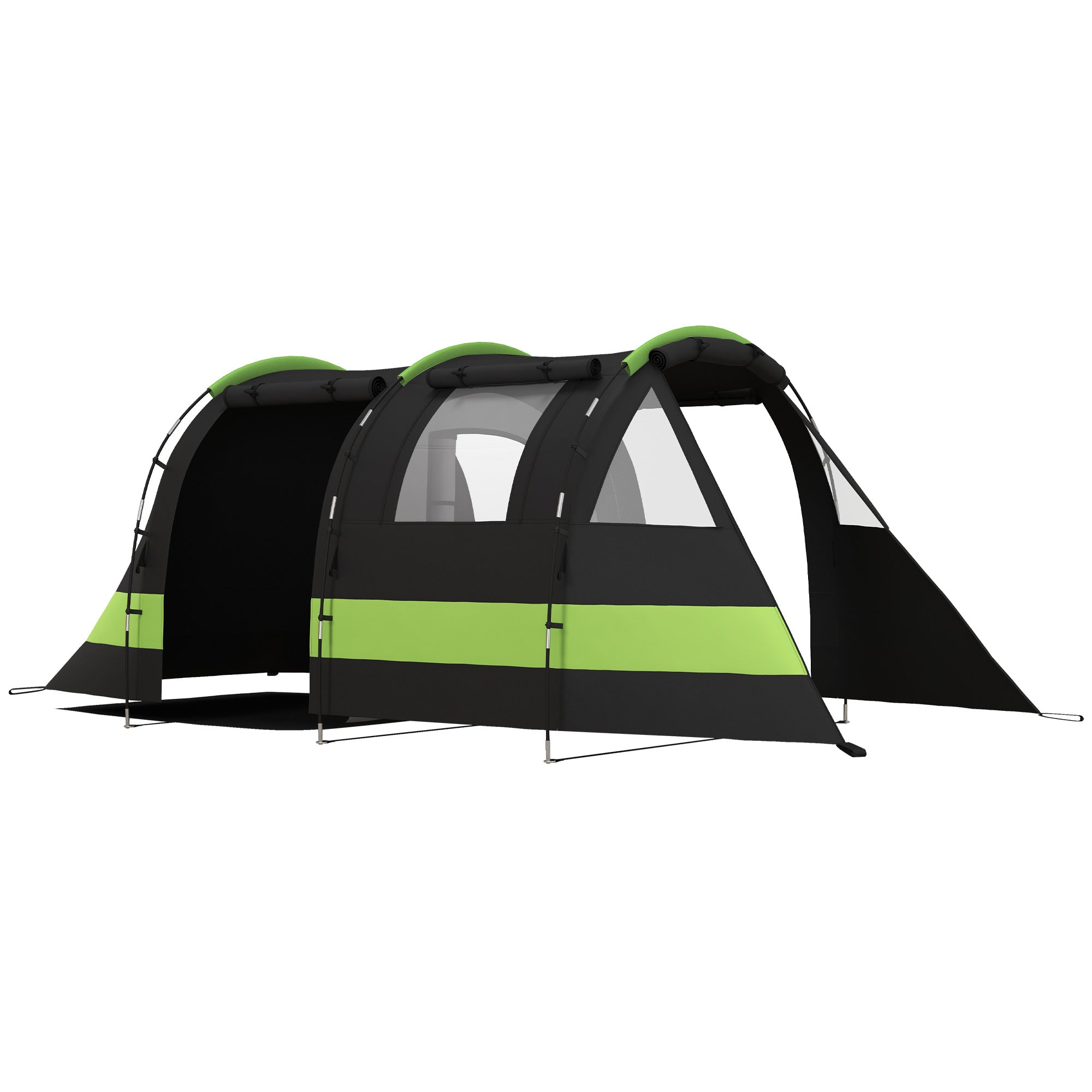 Spacious Four Person Blackout Camping Tent with Waterproof Design - Black