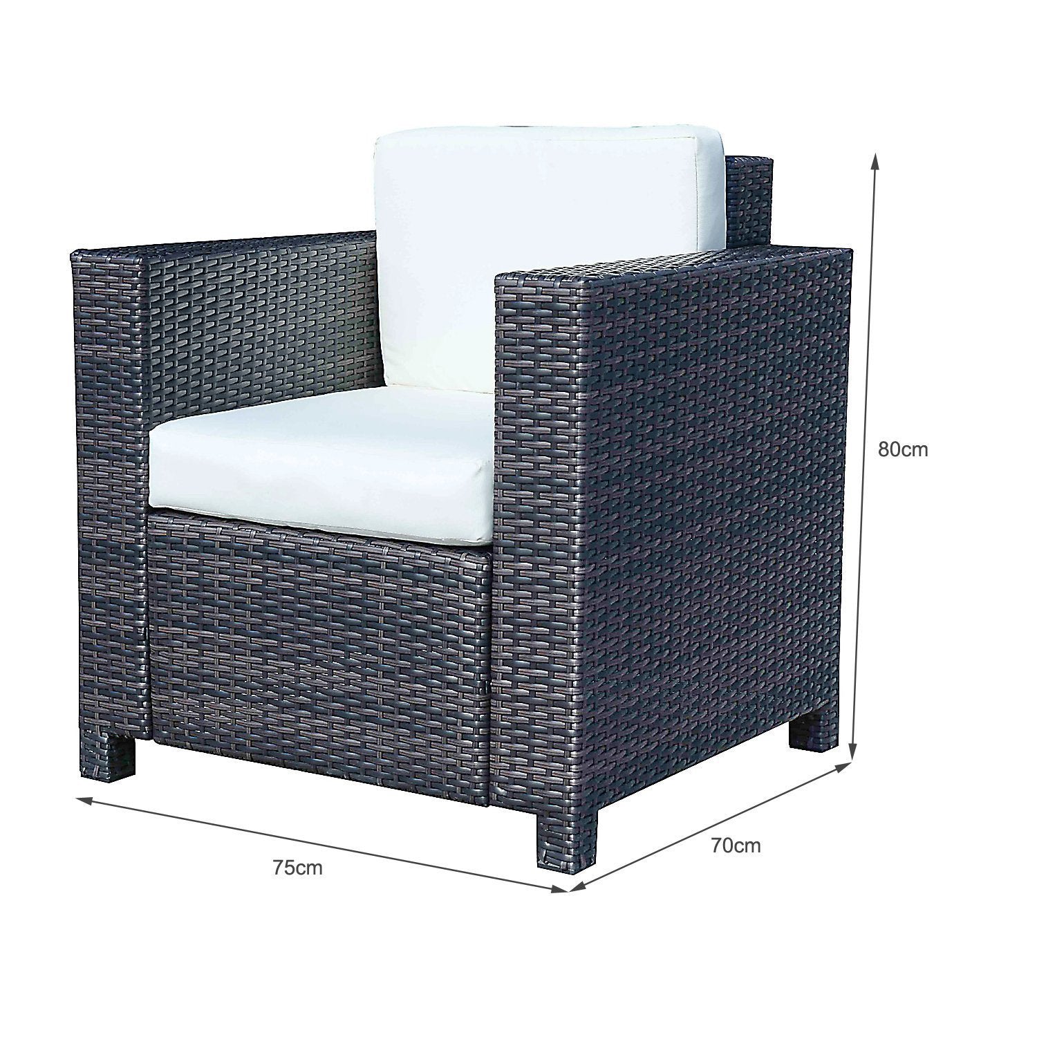 2 Rattan Garden single Seater Chair All Weather Wicker Weave Single Sofa chair armchair Patio Black