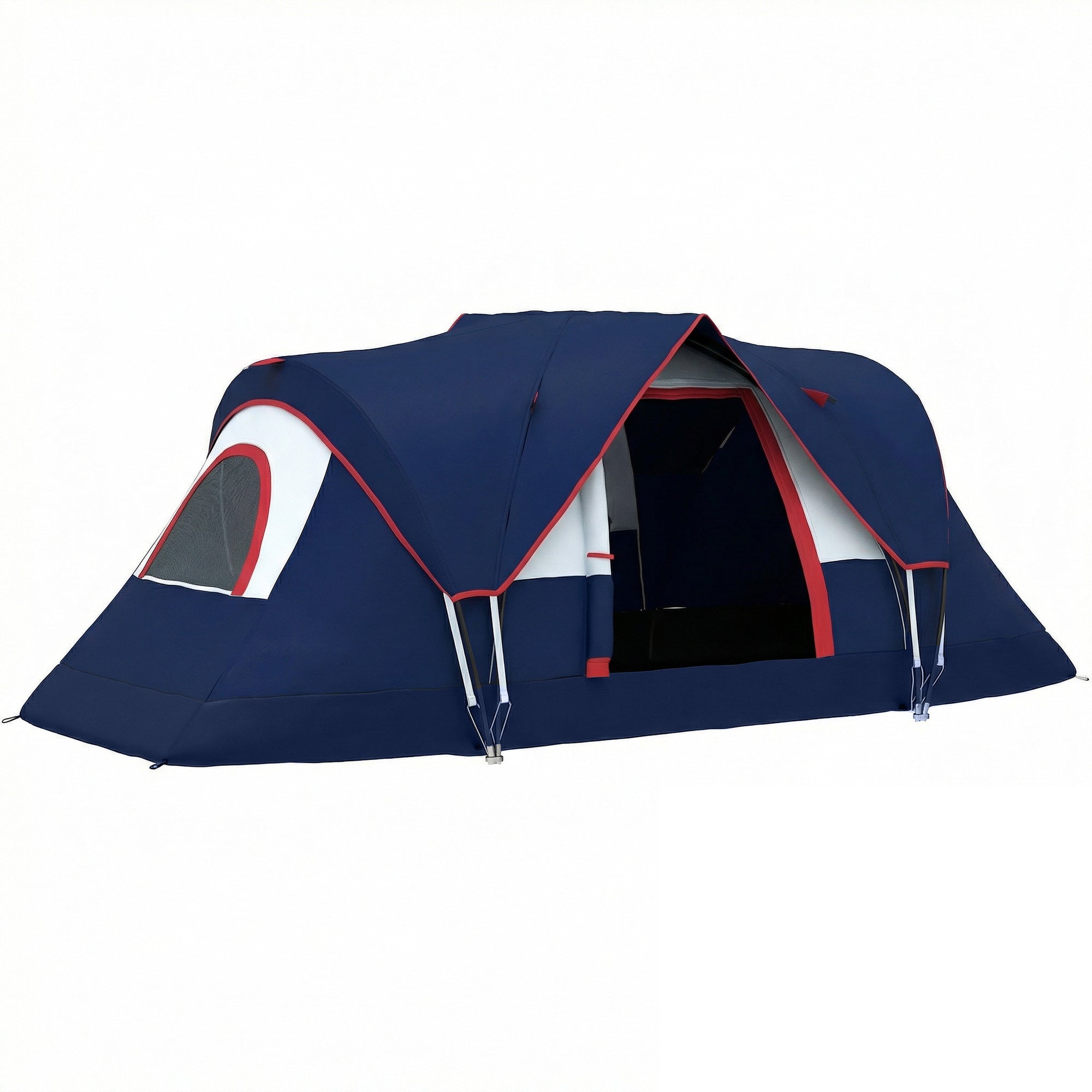 5-6 Man Camping Tent, Tunnel Tent, Water Resistant Hiking Shelter with Groundsheet and Carry Bag, Navy Blue