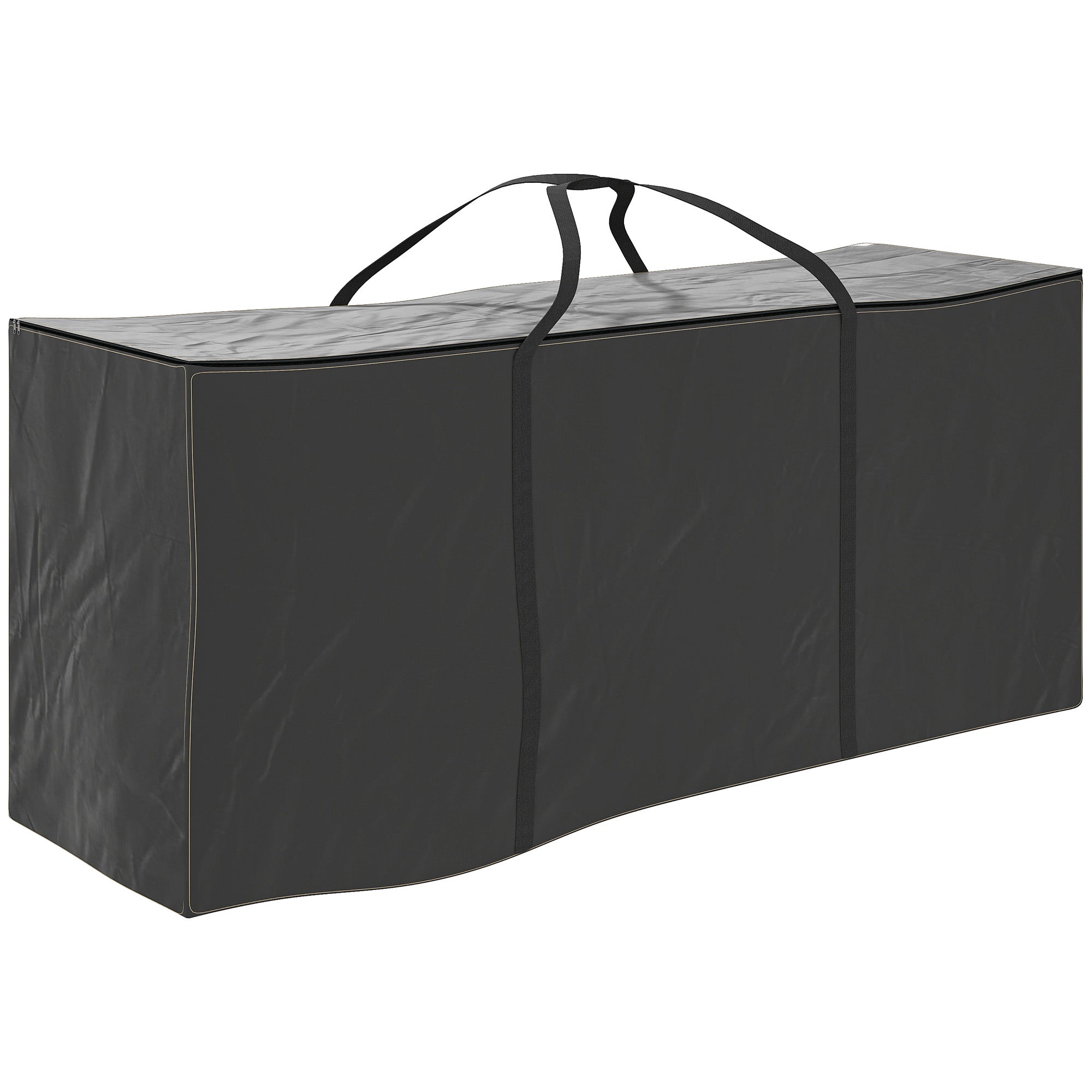 720L Heavy Duty Outdoor Garden Cushion Storage Bag with 2-Way Zip, Waterproof 600D Oxford Fabric, 175x55x75 cm - Black