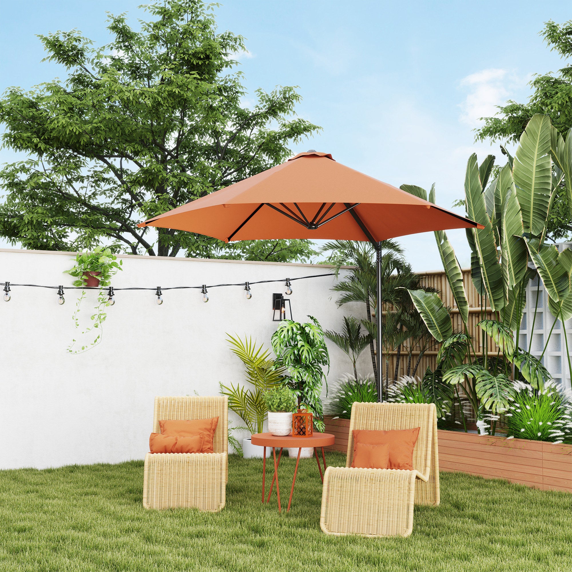 2.5m Rotating Cantilever Parasol with Base - Orange