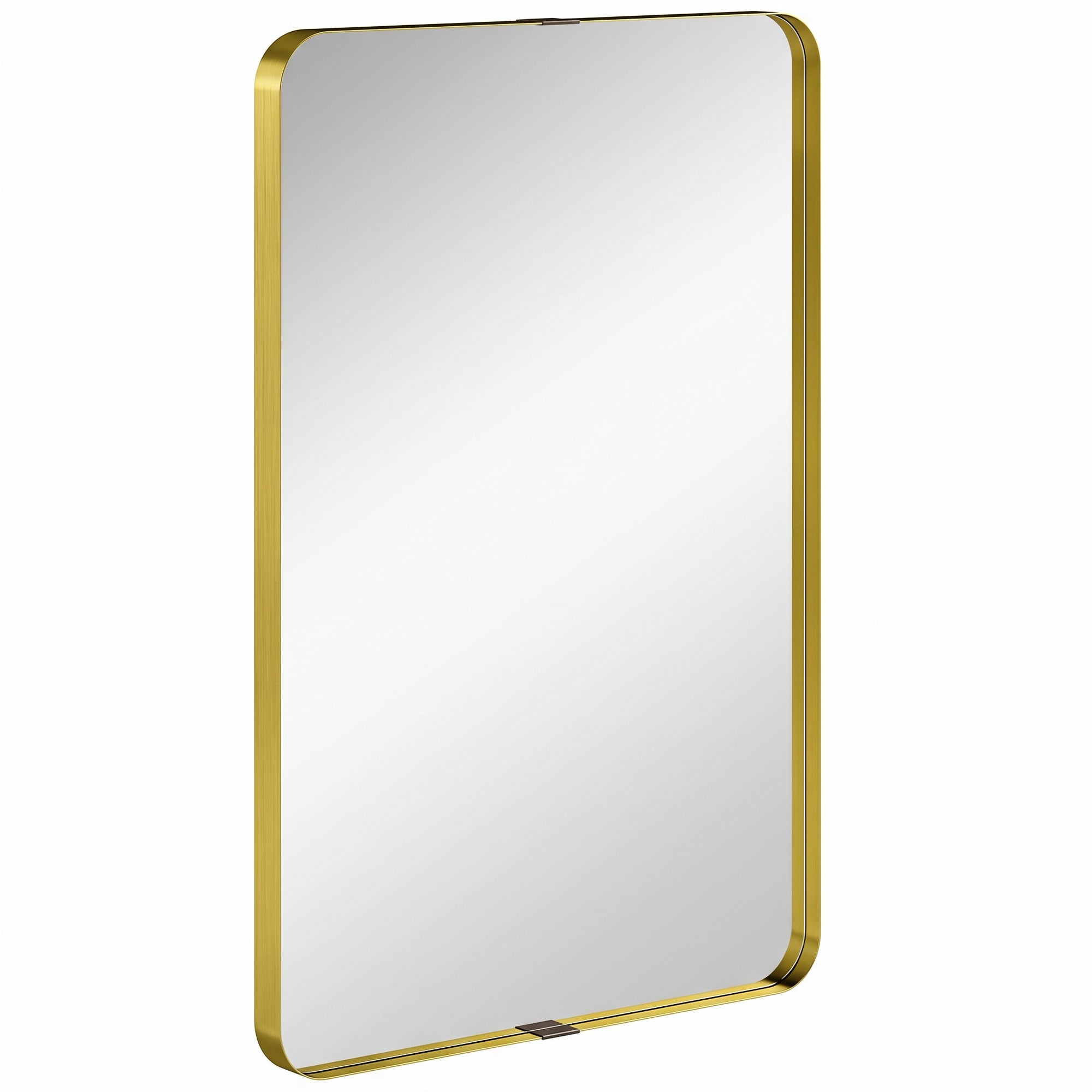 Rectangular Wall Mirror, 90 x 60 cm Wall Mounted Bathroom Mirror w/ Aluminium Alloy Frame and Tempered Glass, Gold Tone