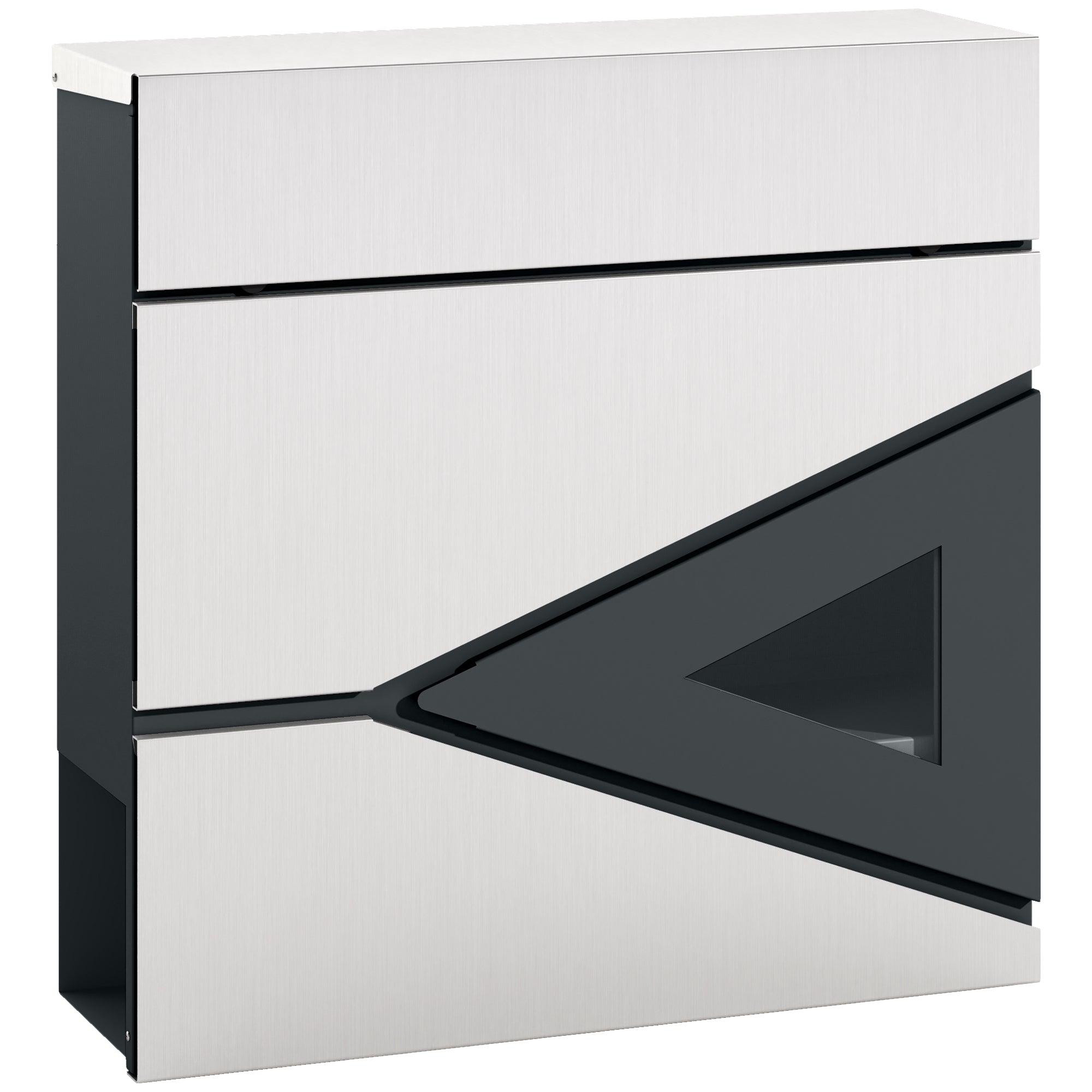 Wall Mounted Mailbox with Viewing Window and 2 Locks, Weatherproof Galvanised Steel Letterbox with Copper Core - Silver