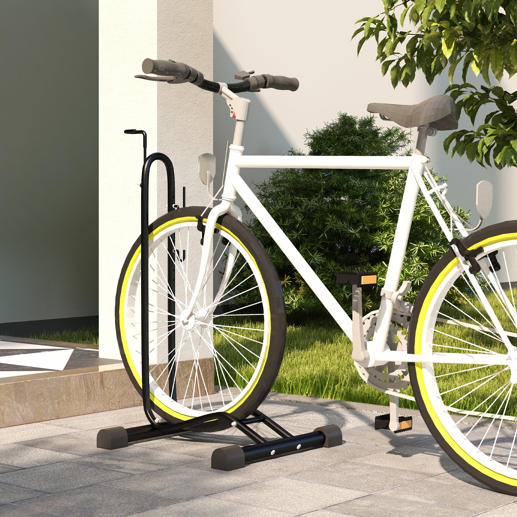 Adjustable Vertical and Horizontal Bike Rack Stand - Steel Frame