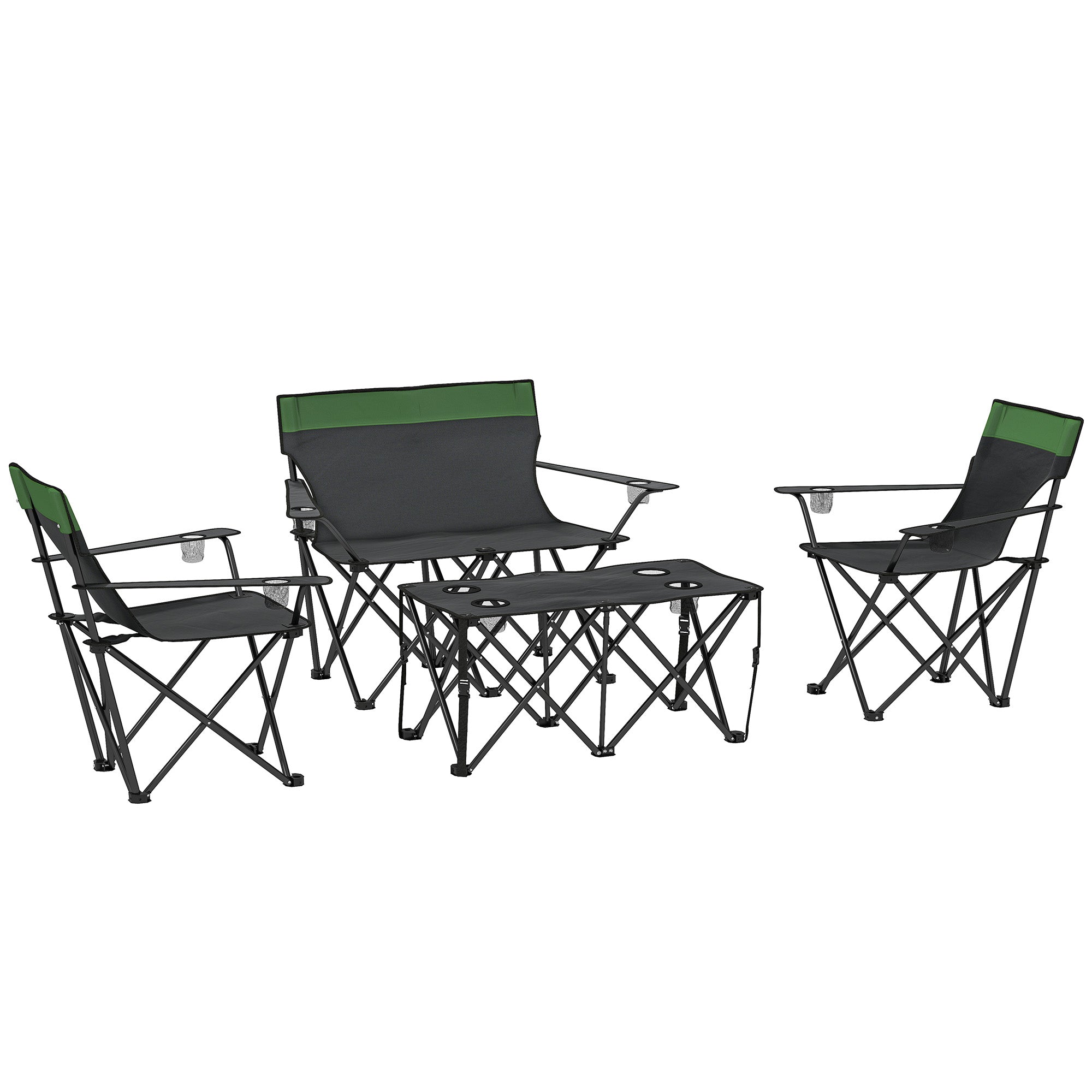 Portable Four-Piece Picnic Table Set for Outdoor Fun - Green