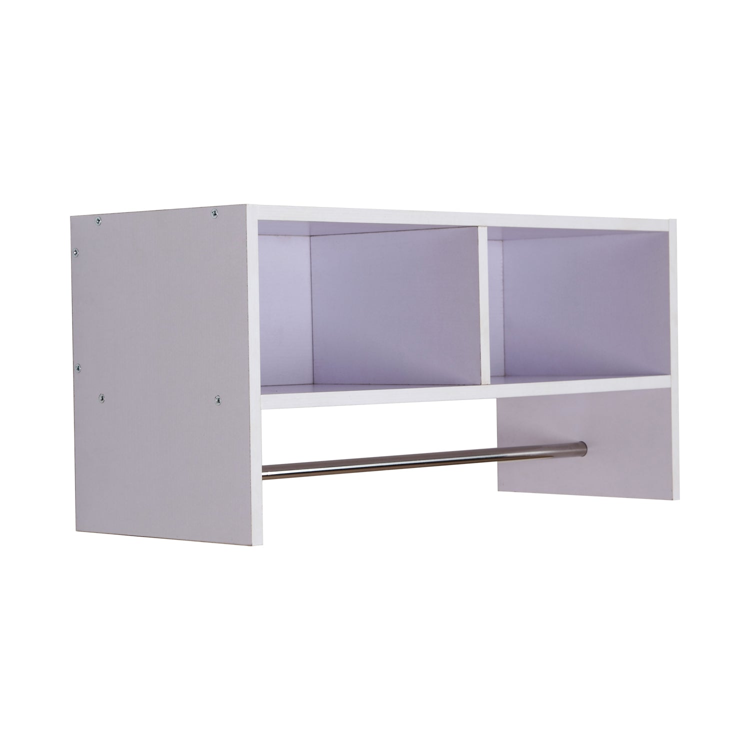 Wall Mounted Coat Rack with Hooks, Rail & Storage Shelves - White