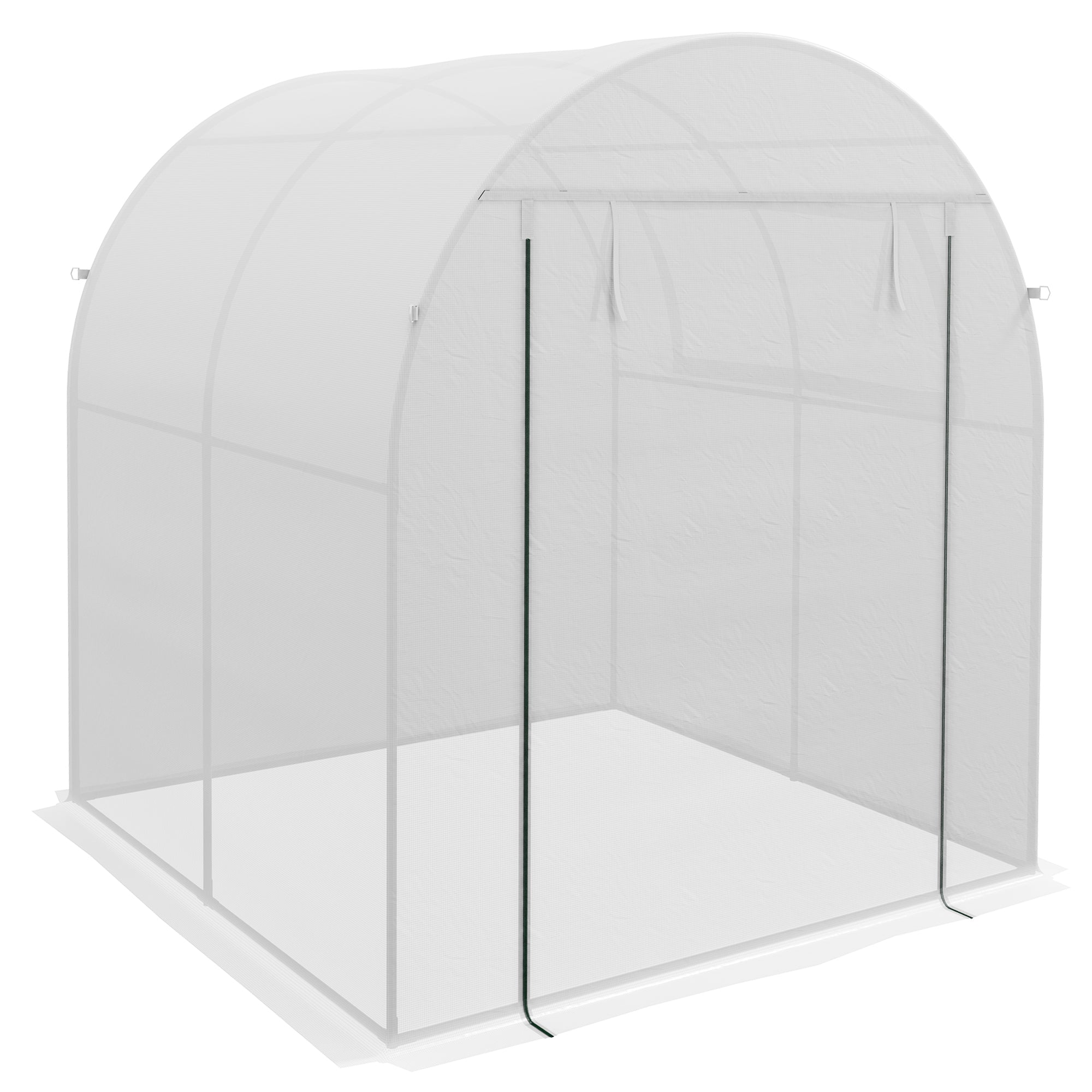 Walk-In Polytunnel Greenhouse with Roll-Up Door and Window - White