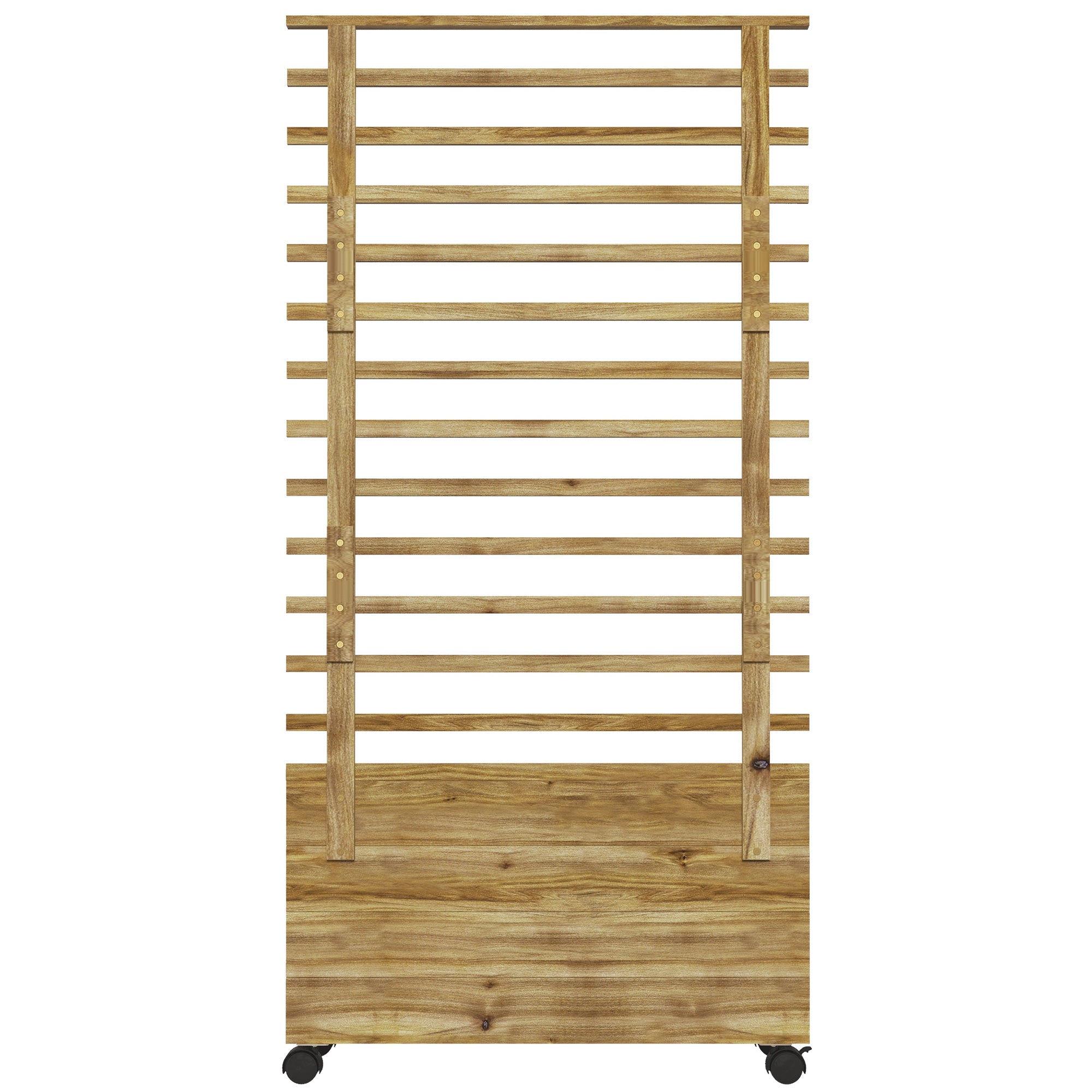 Wooden Garden Raised Bed with Trellis and Wheels 76x30cm - Natural Finish