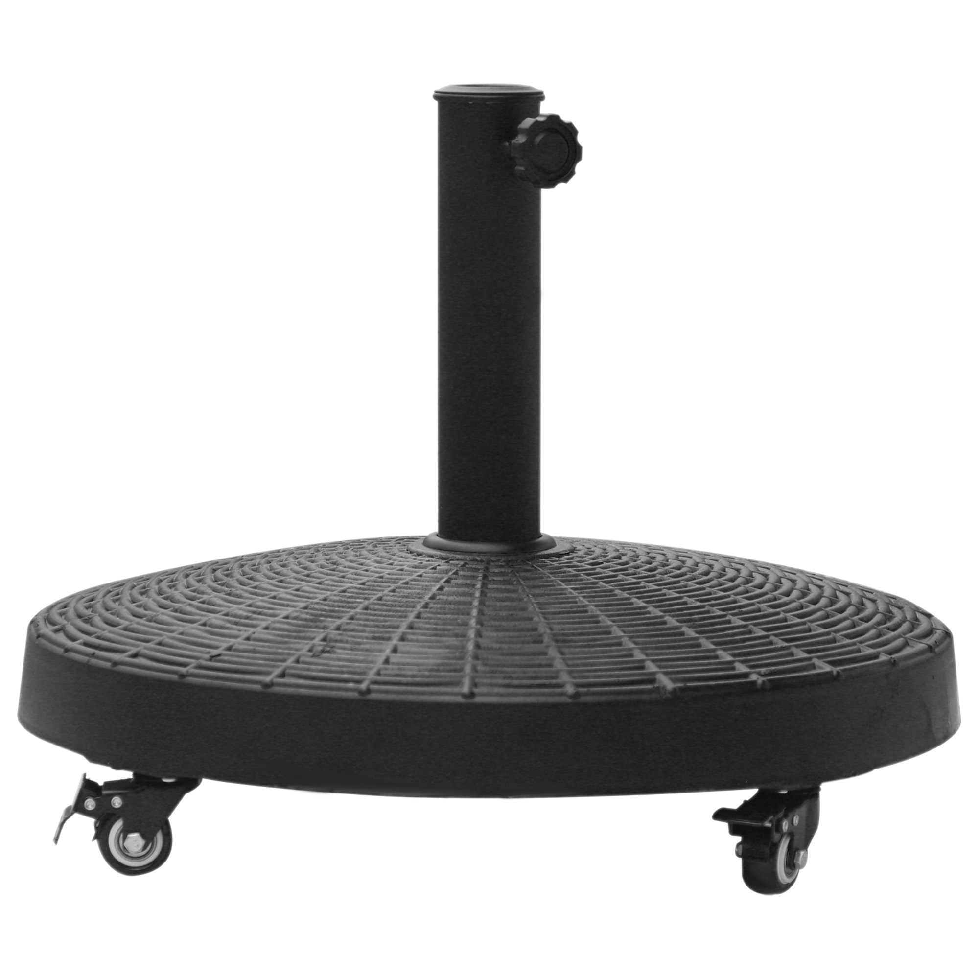 22.7kg Resin Patio Parasol Base with Lockable Wheels - Outdoor Black