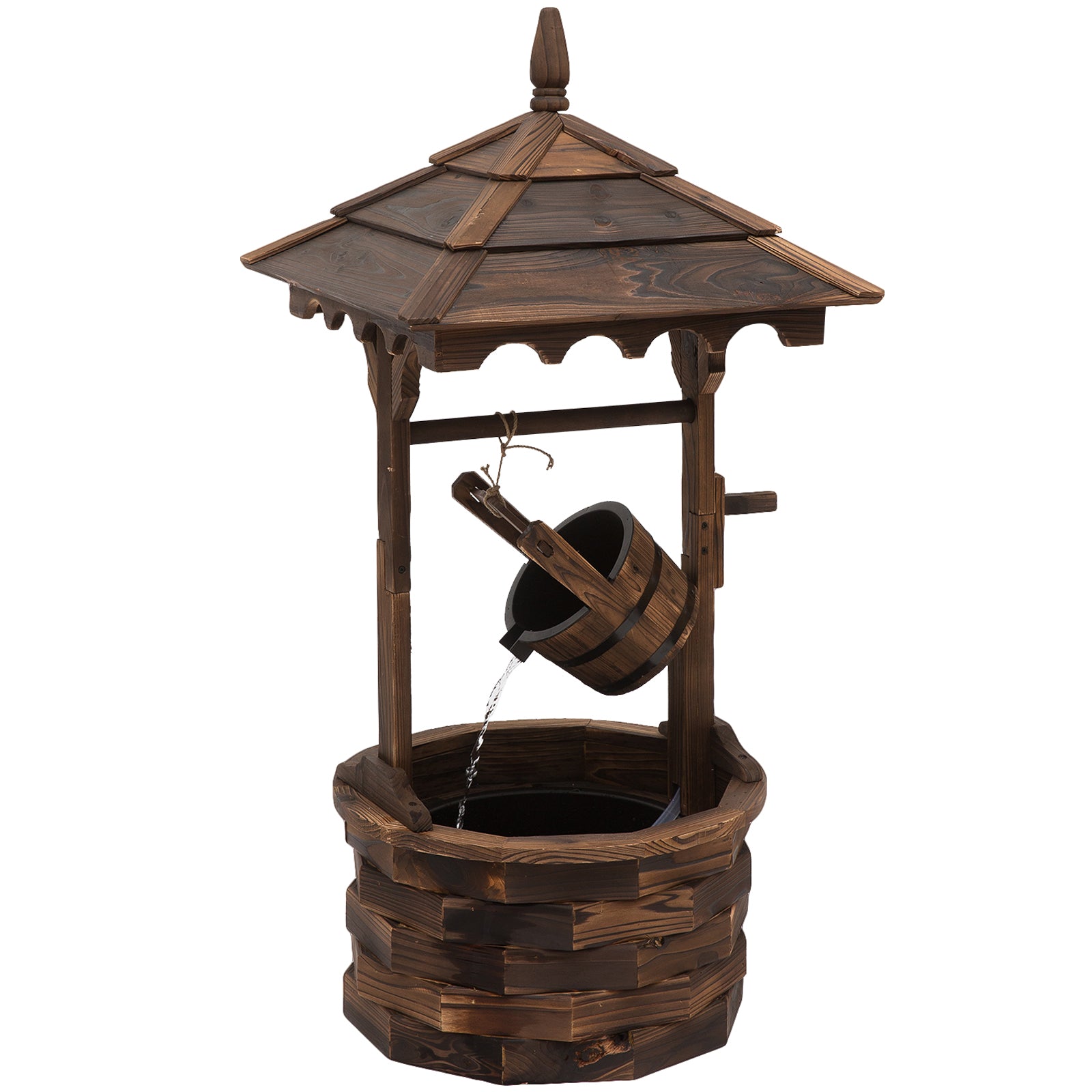 Fir Wood Outdoor Garden Wishing Well Waterfall Feature