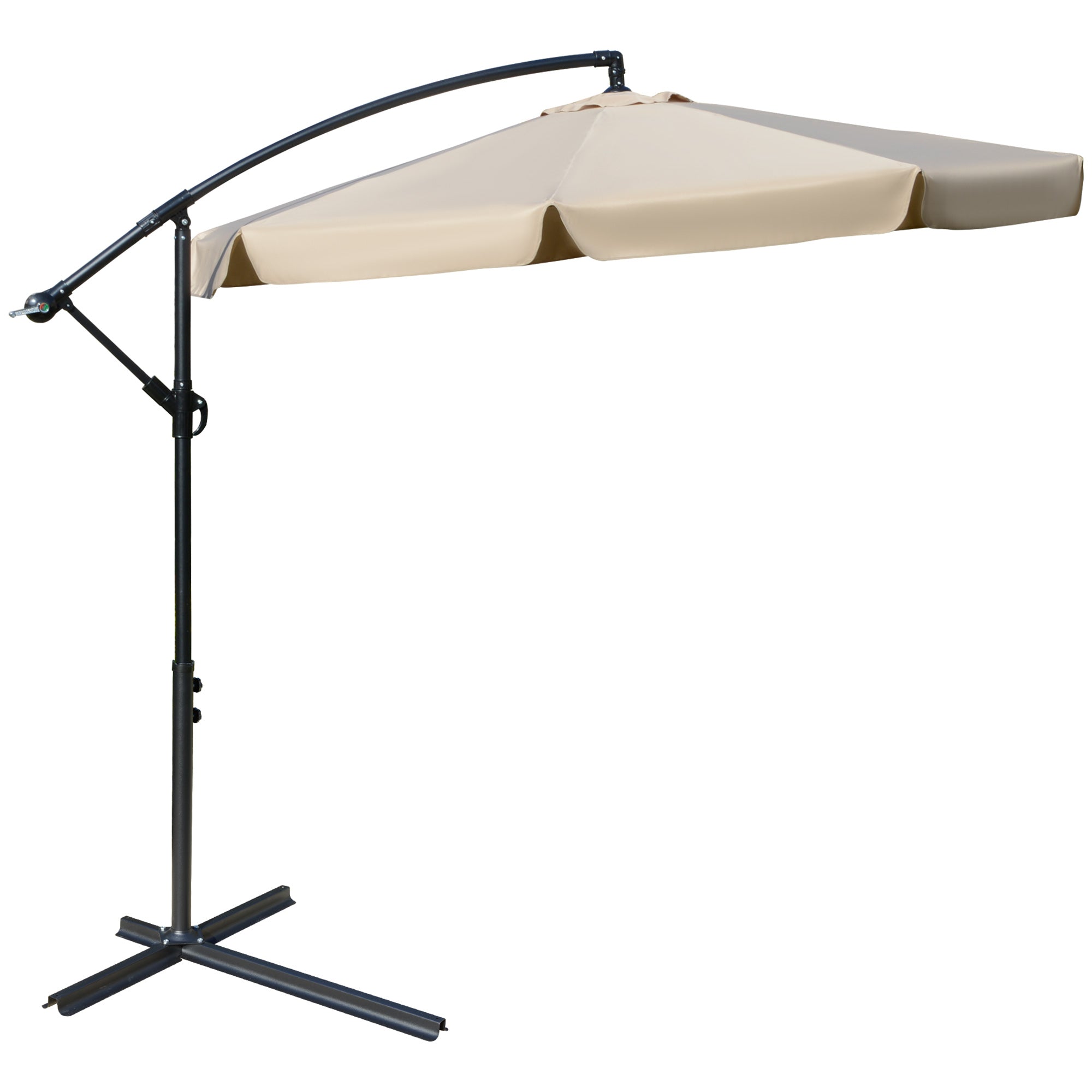 2.7m Cantilever Parasol with Crank Handle and Cross Base - Light Brown