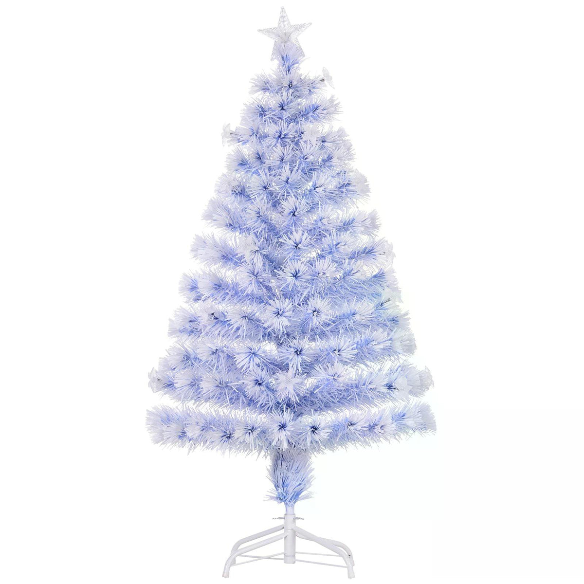 4FT Artificial Fibre Optic Christmas Tree with 26 LED Lights - White Blue