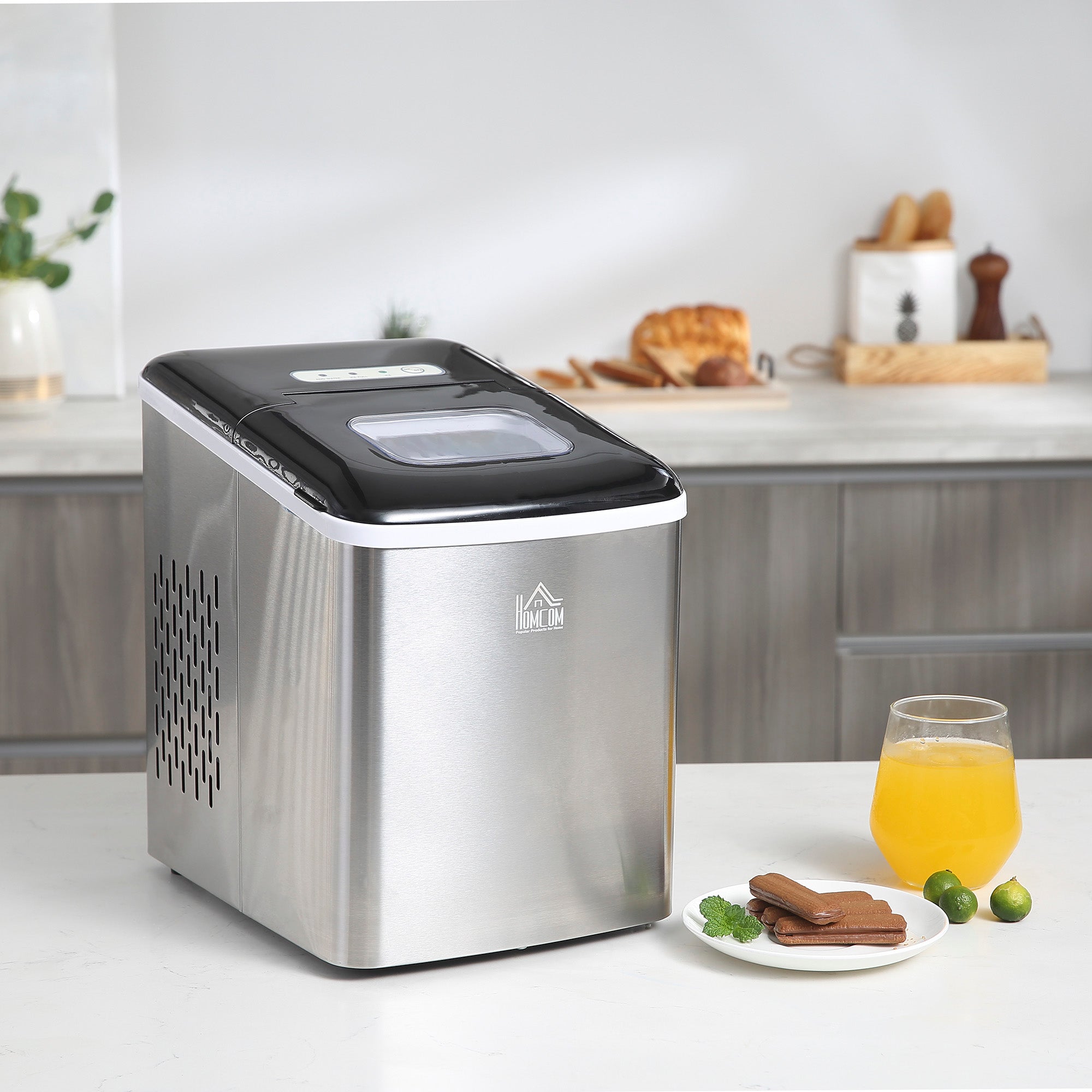 Counter Top Ice Maker Machine 12kg 24Hrs Stainless Steel Black