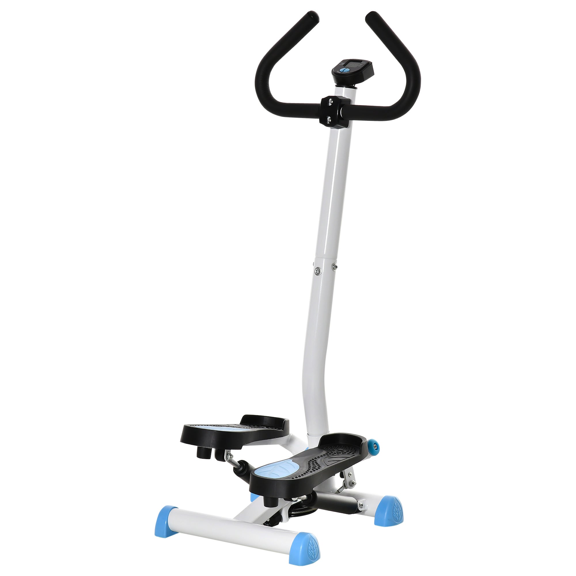 Adjustable Stepper Fitness Machine with LCD Monitor and Handlebars - Blue