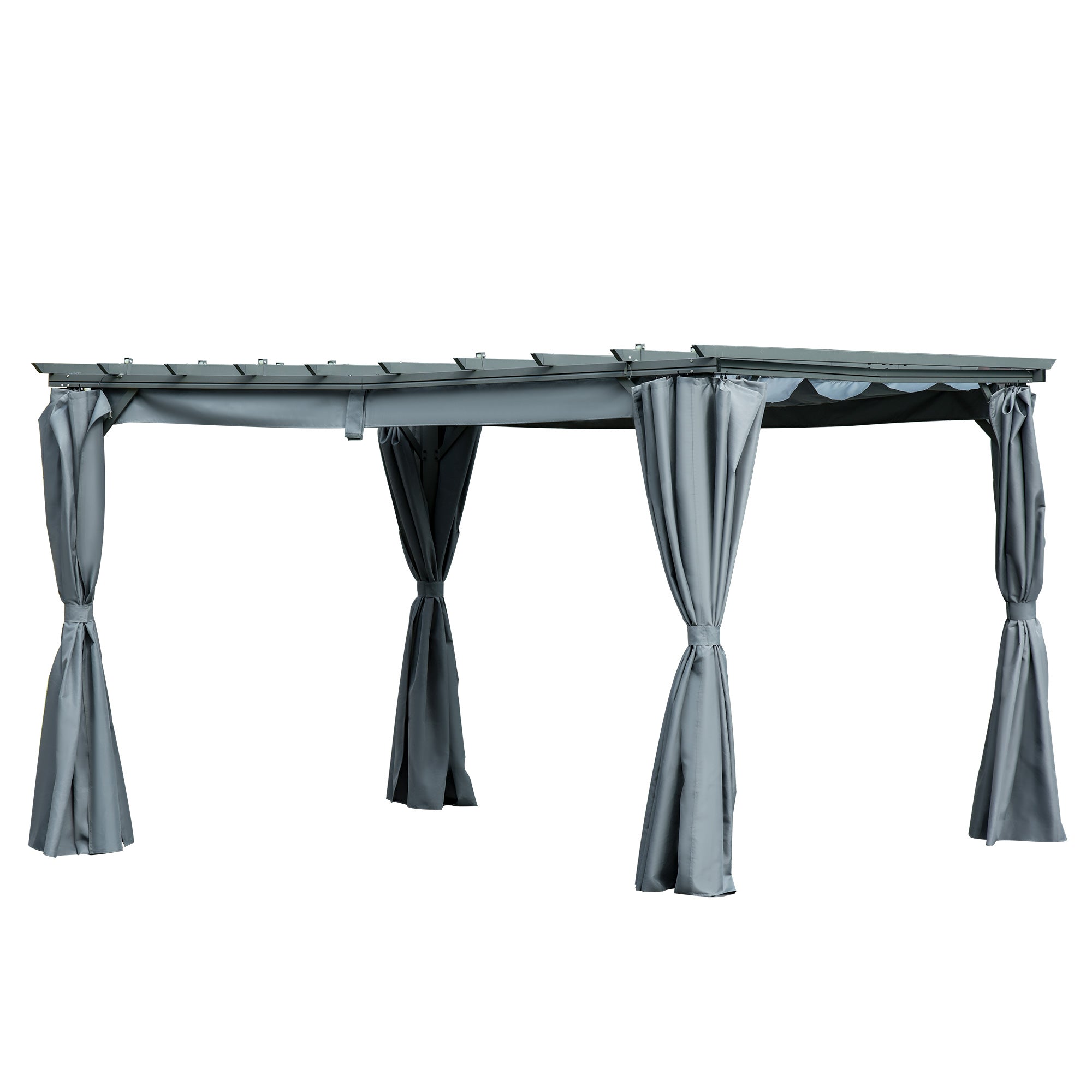 3.6 Metre Outdoor Pergola Gazebo with Retractable Canopy and Curtains - Dark Grey