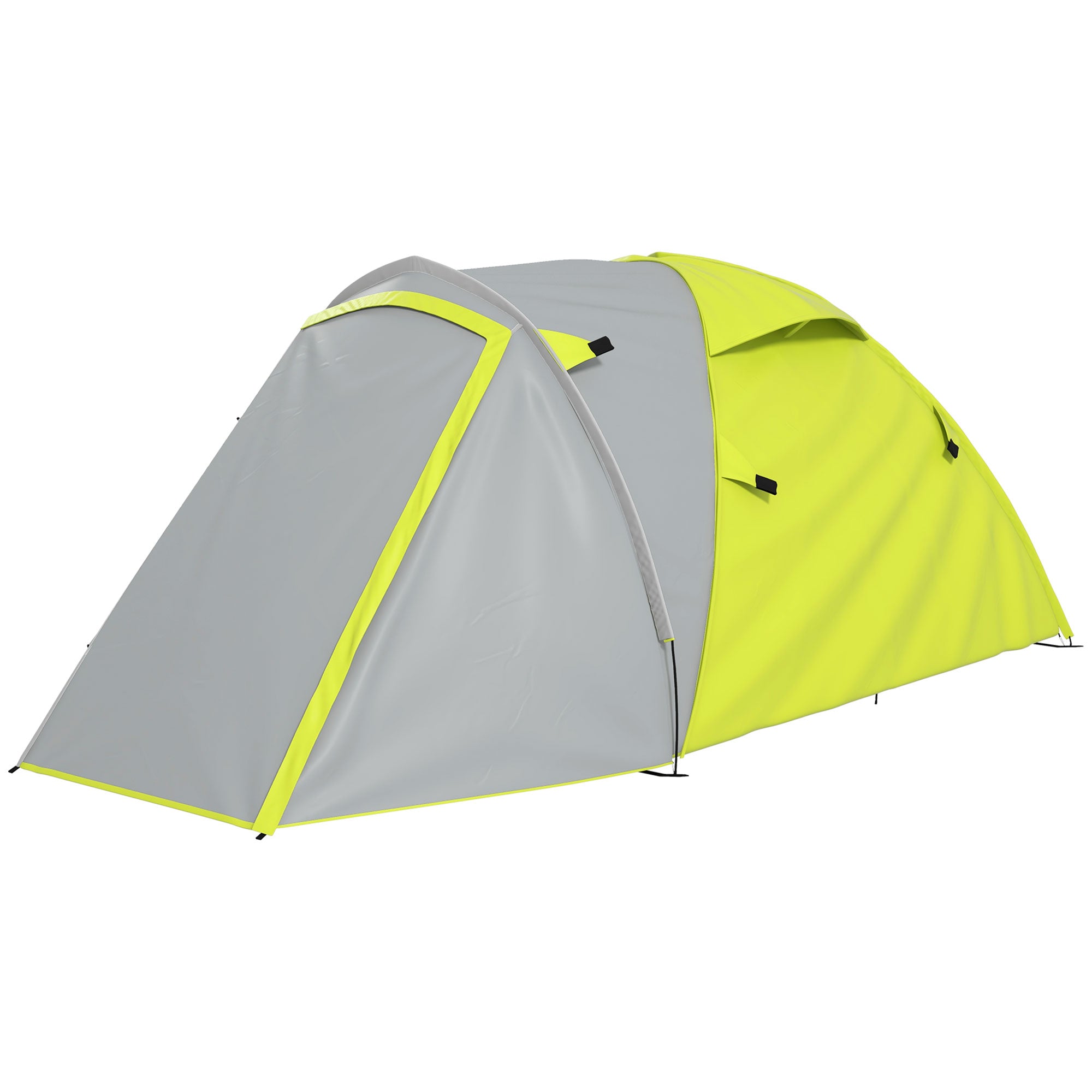 2-3 Man Waterproof Camping Tent with 2 Rooms and Carry Bag - Yellow