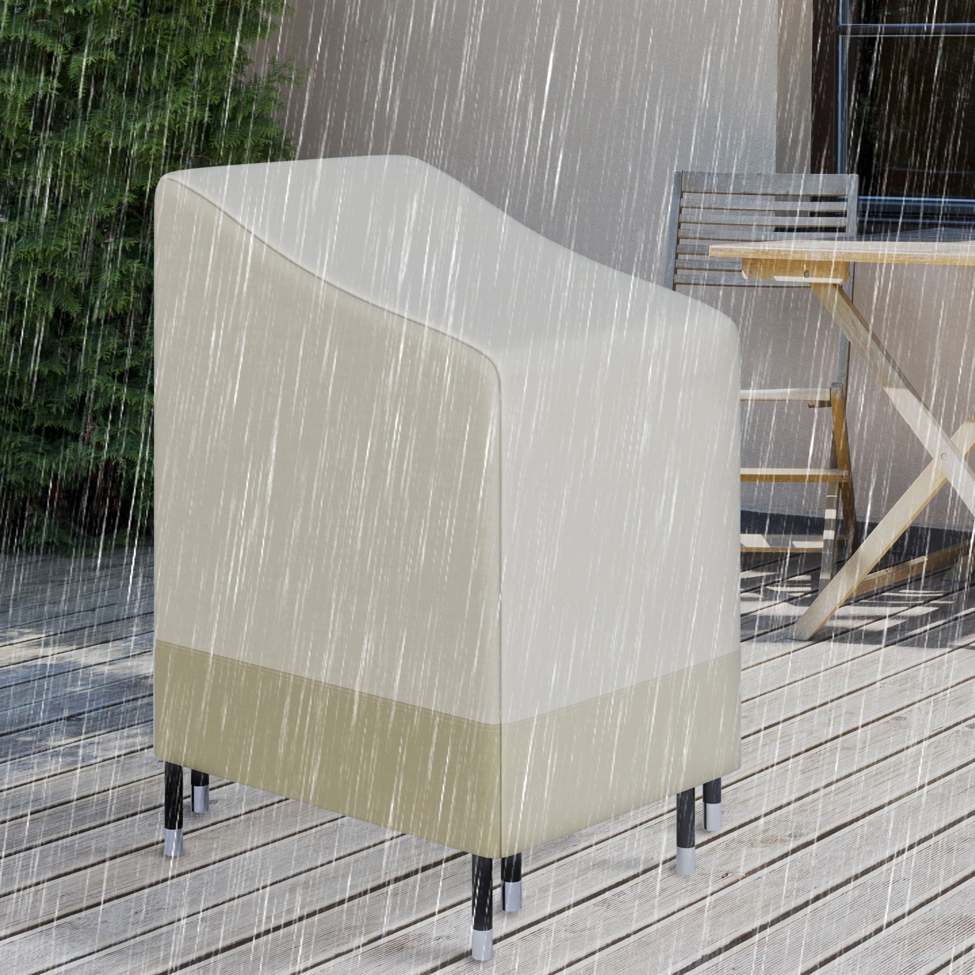 Single Seat Waterproof Garden Furniture Cover 600D Oxford Cloth - Beige and Coffee