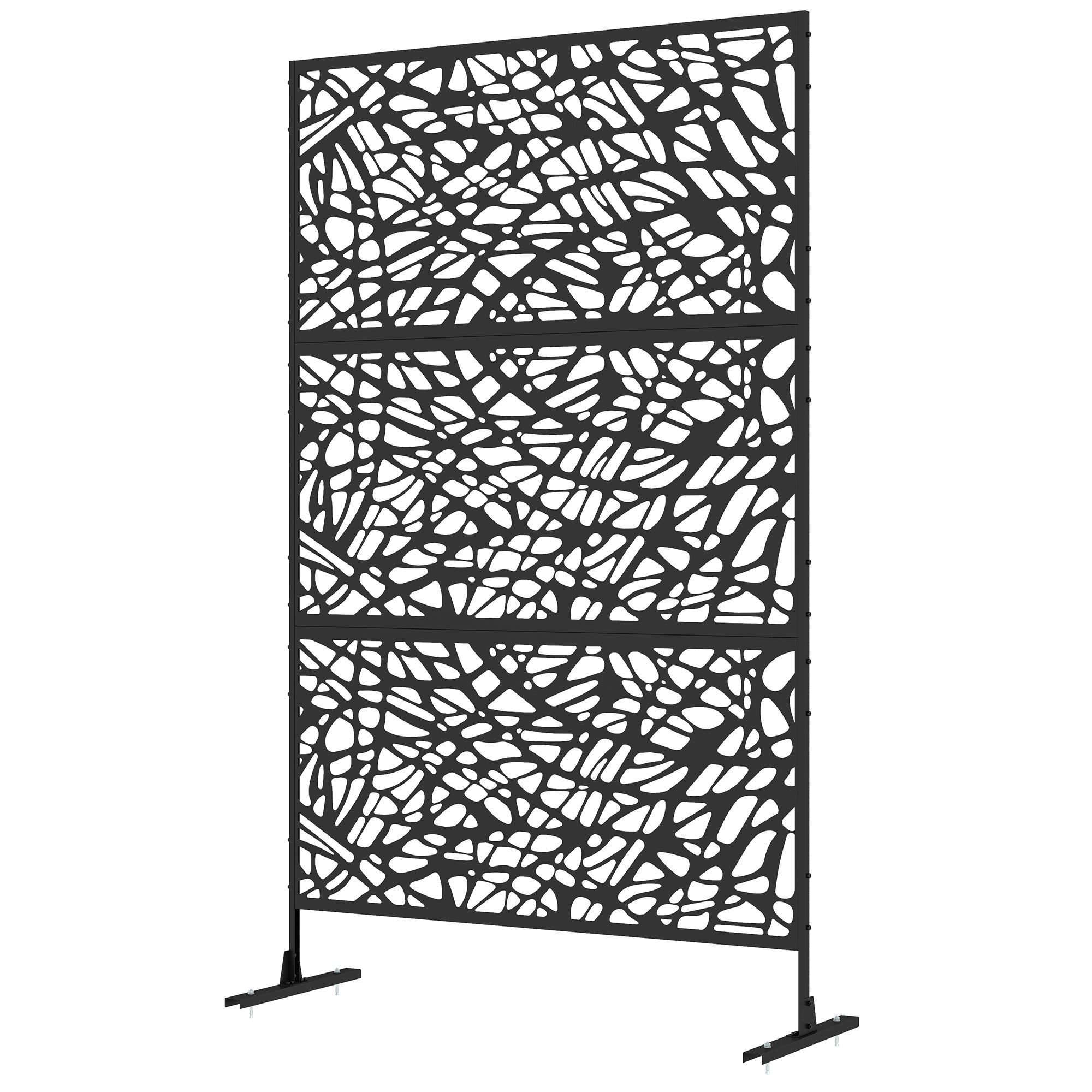 Metal Decorative Outdoor Privacy Screen Divider 122x45x198 cm - Black Steel