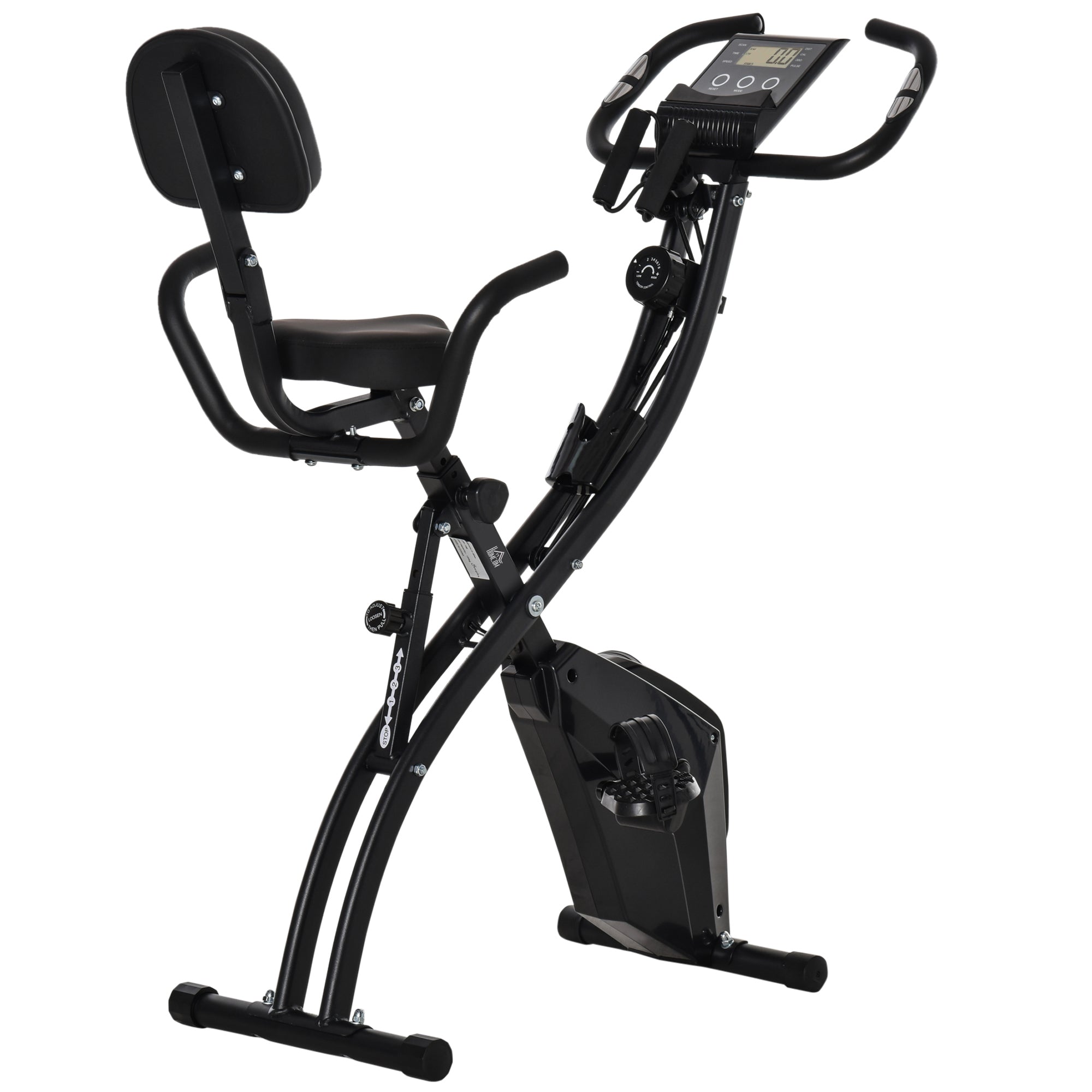 2-in-1 Foldable Exercise Bike with Magnetic Resistance and Pulse Sensor - Black