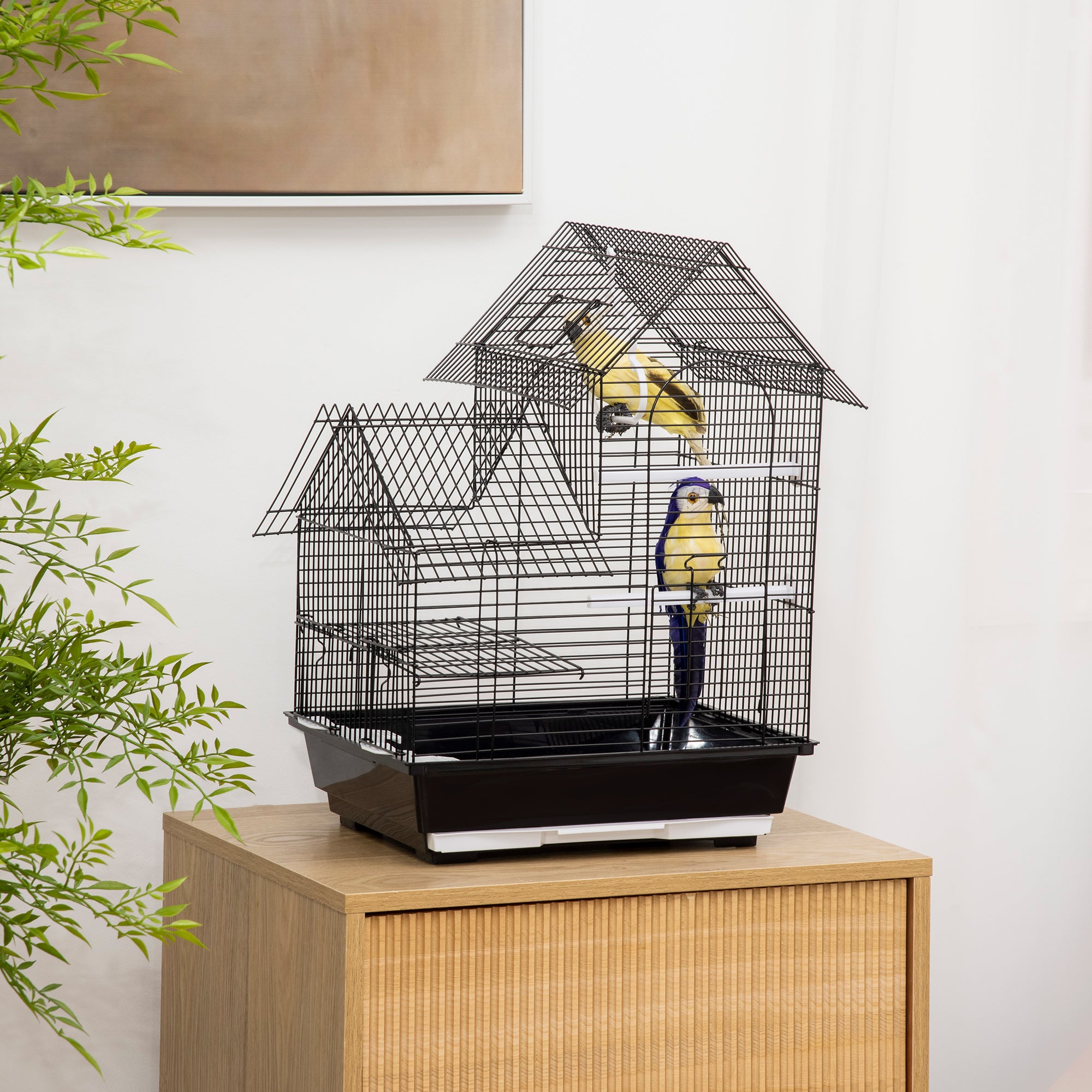 Metal Bird Cage with Stand for Small Birds Parrot Cockatiel Budgie Finch Canary - Black