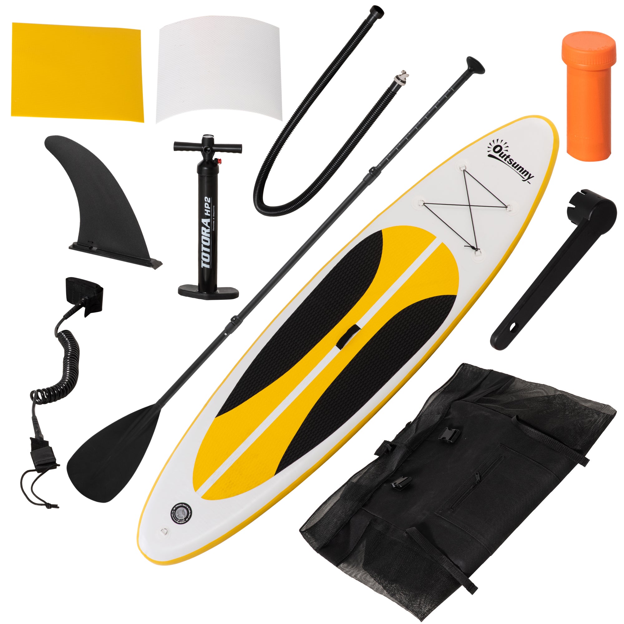 Inflatable Stand Up Paddle Board Kit with Adjustable Aluminium Paddle - White