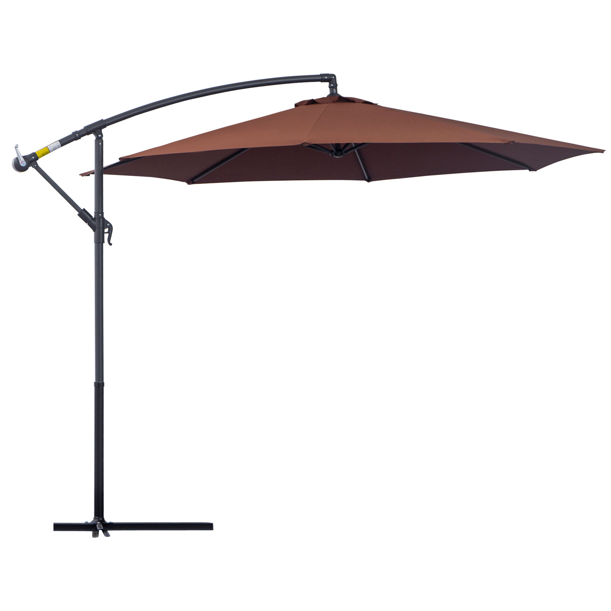 3m Hanging Umbrella Parasol with Base - Coffee
