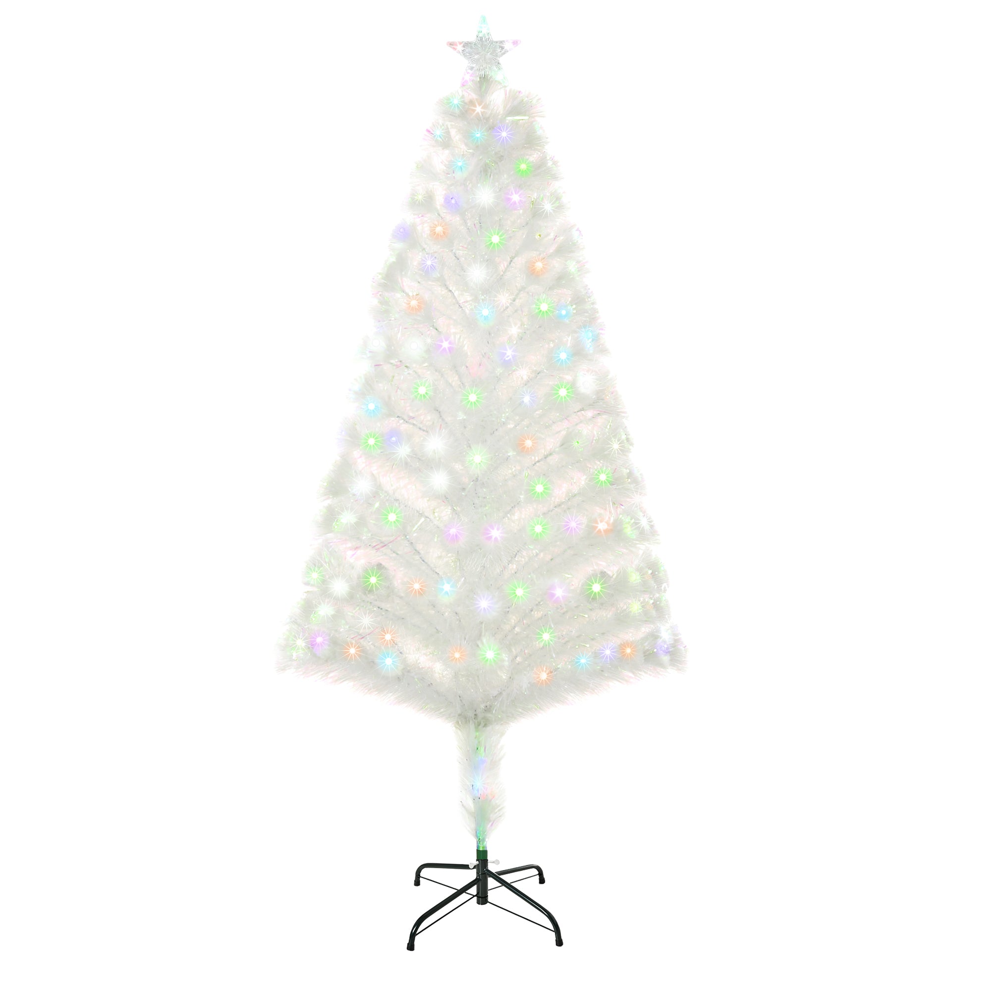 5 Feet Prelit Artificial Christmas Tree with Fibre Optic LED Lights - White