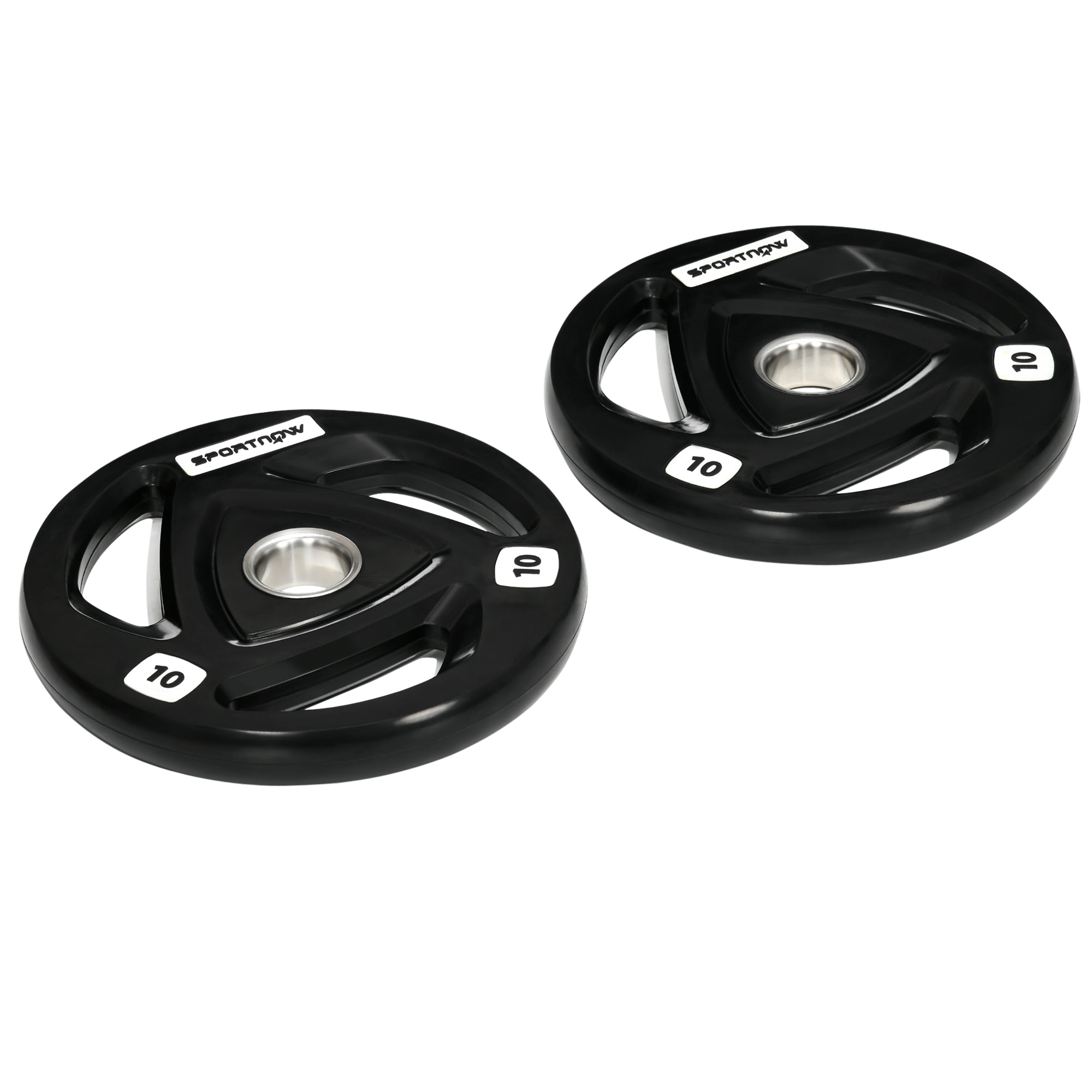 Set of 2 Rubber Coated Olympic Weight Plates 10kg - Tri-Grip Design