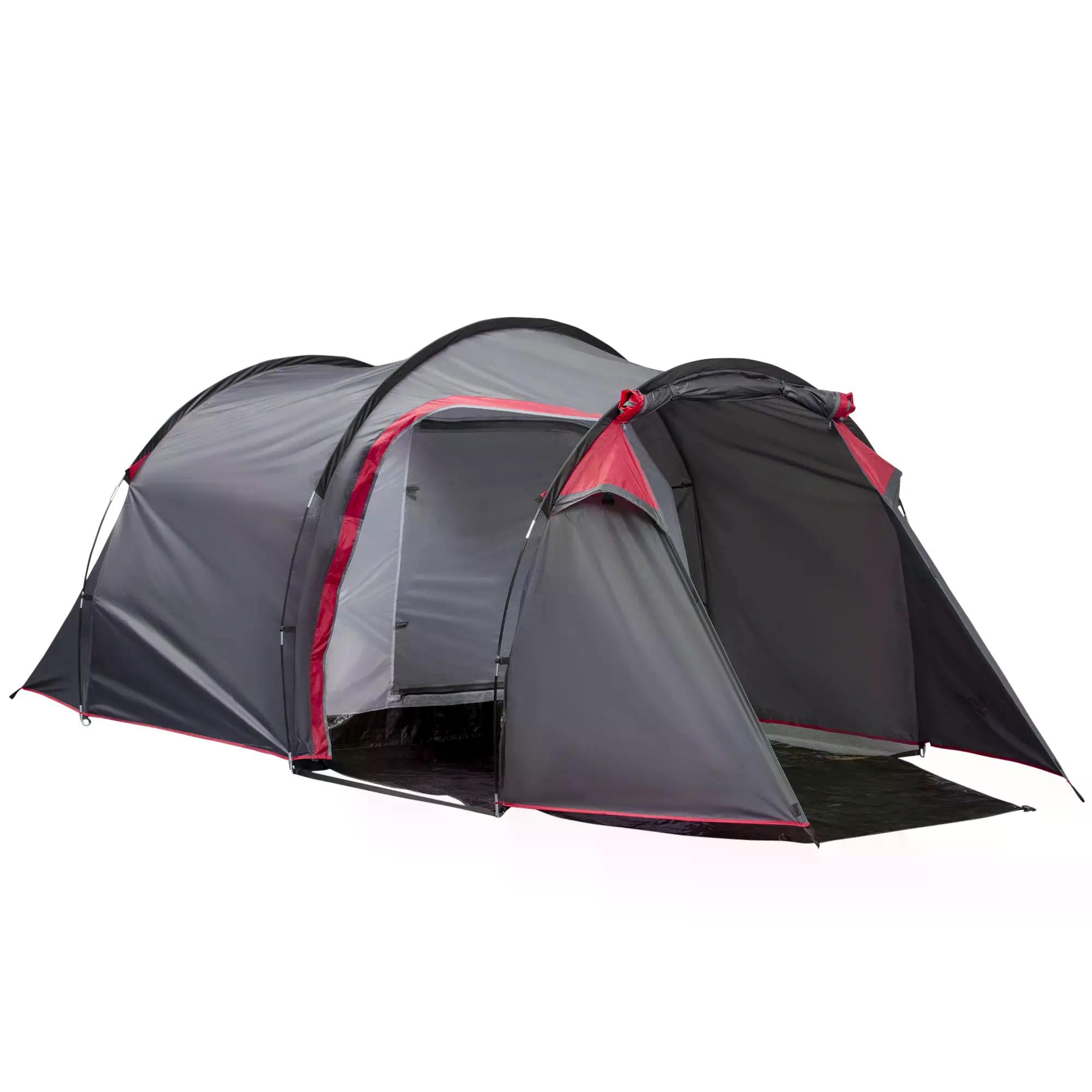 3 Person Camping Dome Tent with Two Rooms and Weatherproof Vestibule - Dark Grey