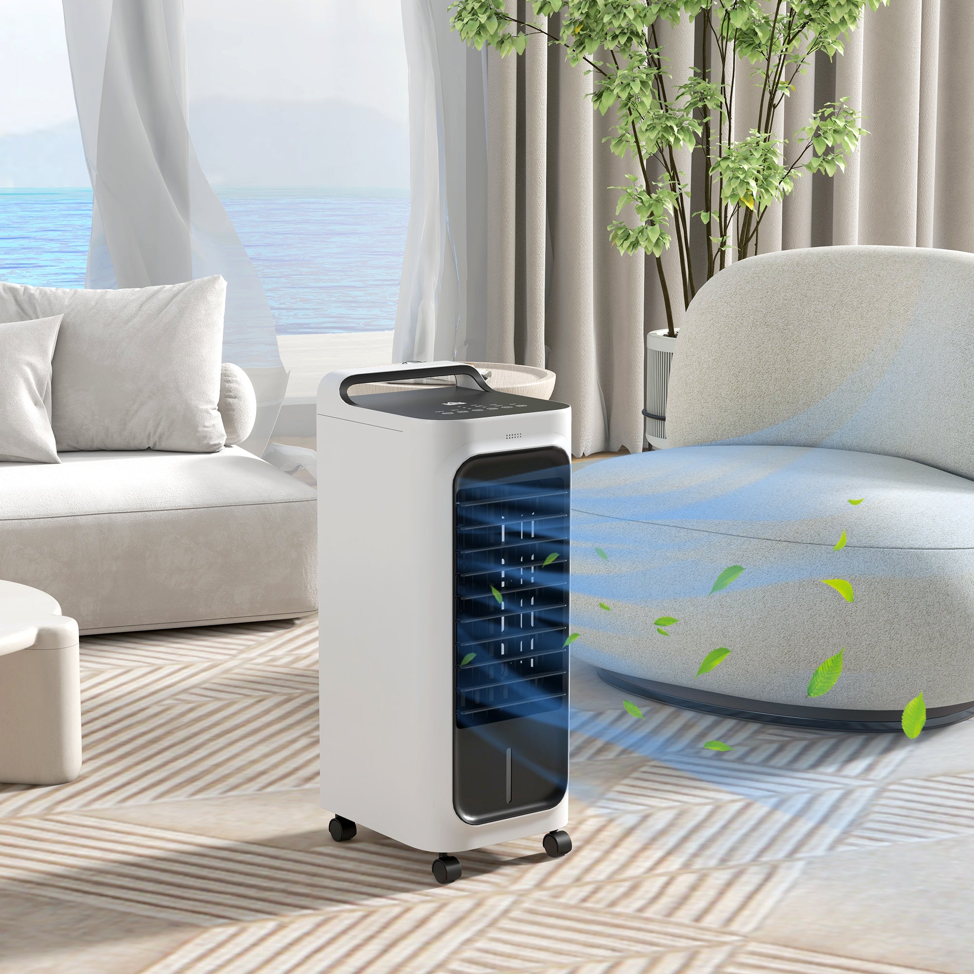 Powerful Room Air Cooler with Ice Packs and Remote - White