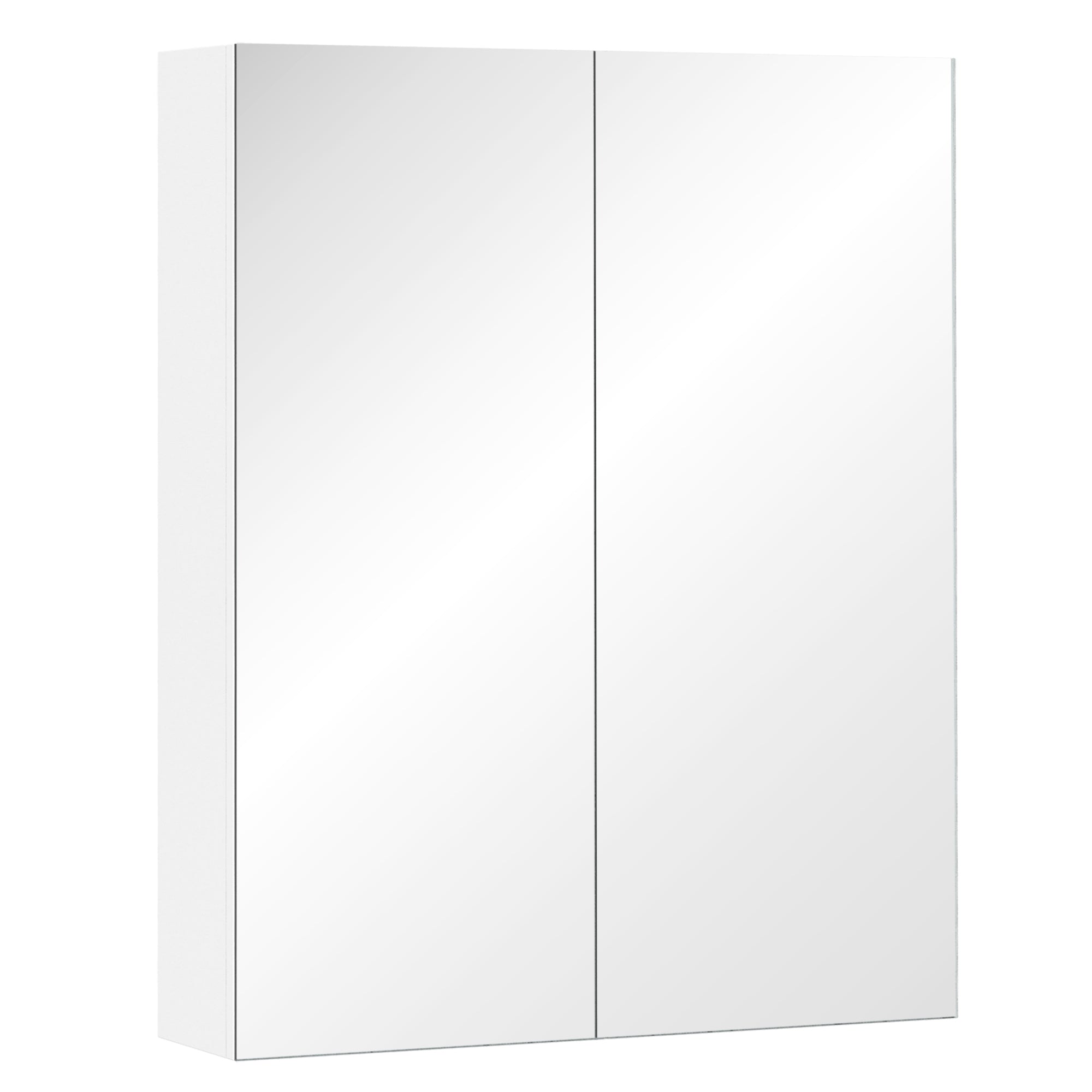 Wall Mounted Bathroom Mirror Cabinet with Adjustable Shelves - White