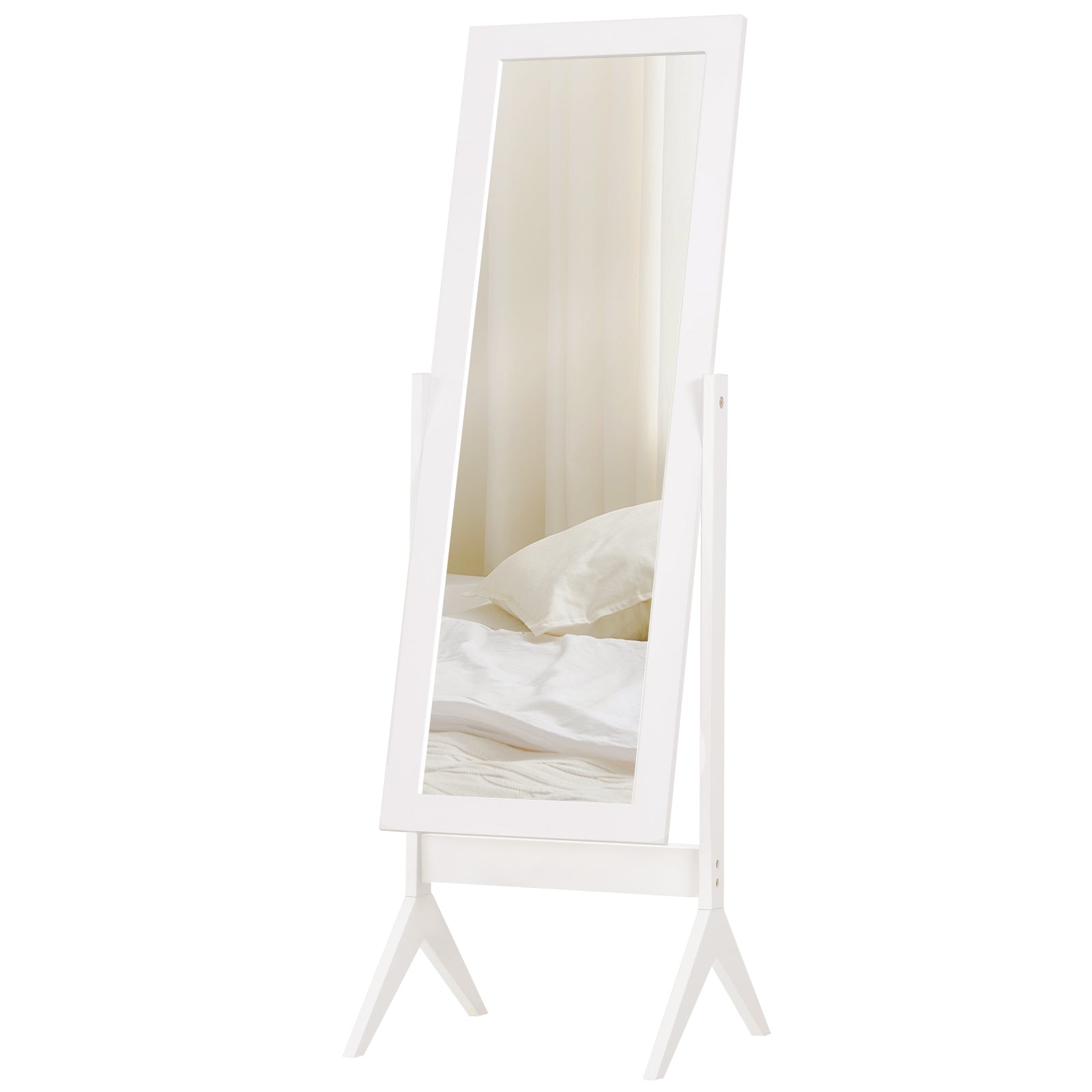 Freestanding Dressing Mirror Bedroom Tall Adjustable Angle 148x47cm White