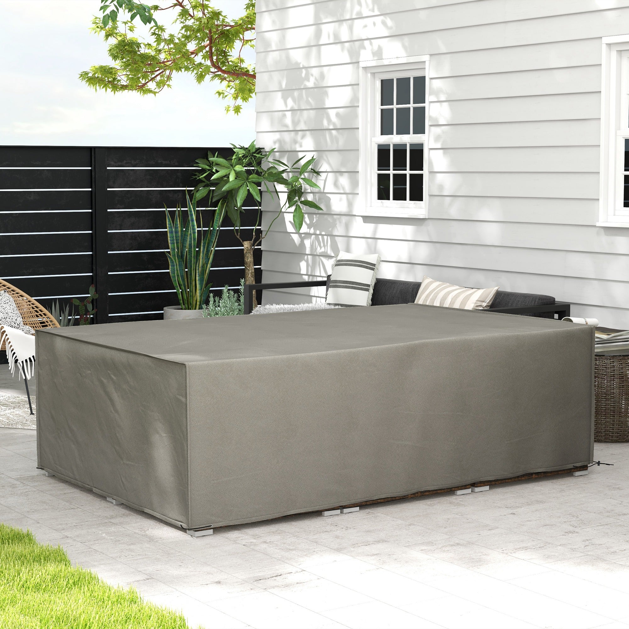 Outdoor Garden Furniture Cover Set Waterproof Grey 222x155x67 cm