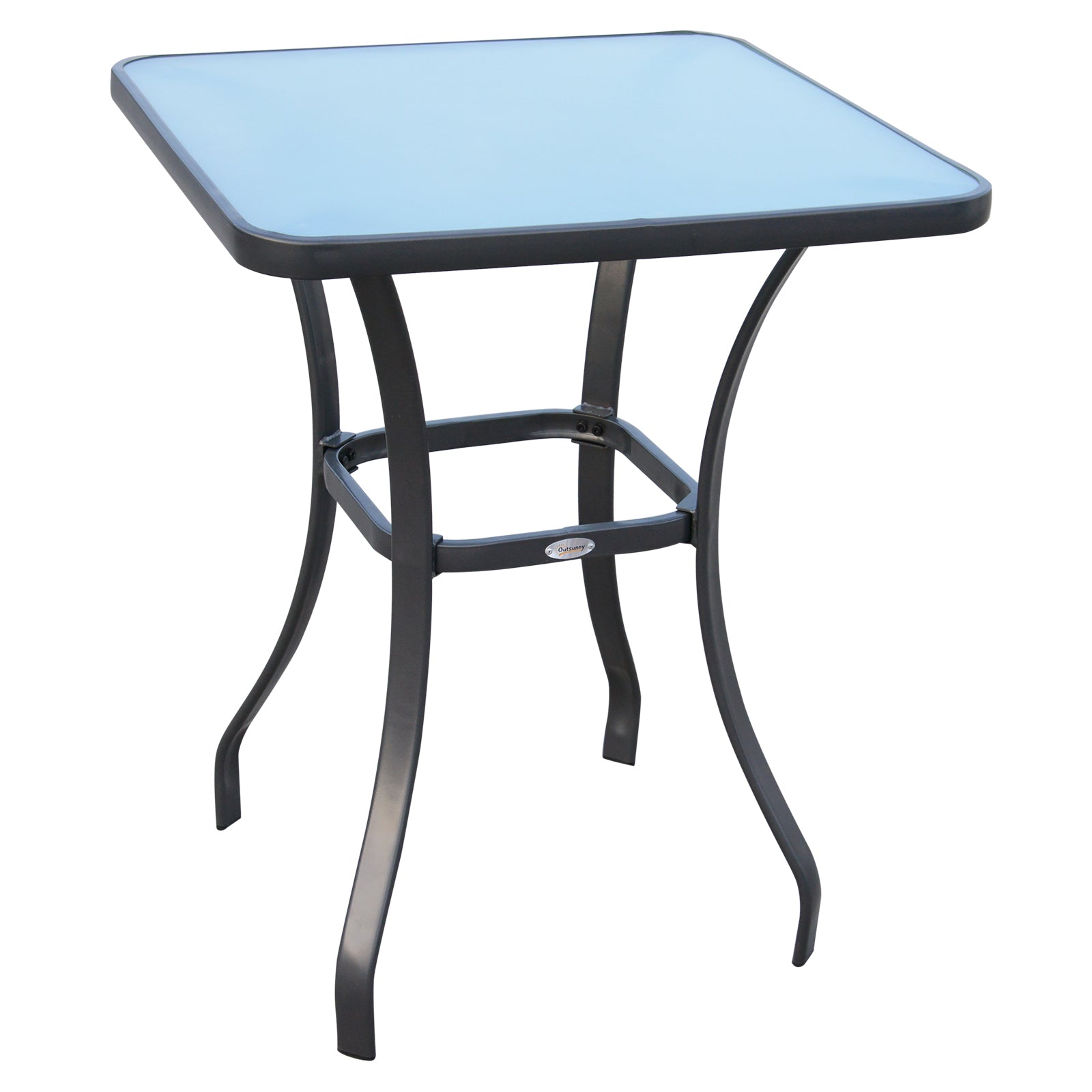 Square Glass Bistro Table with Sturdy Metal Base - Ideal for Outdoor Dining