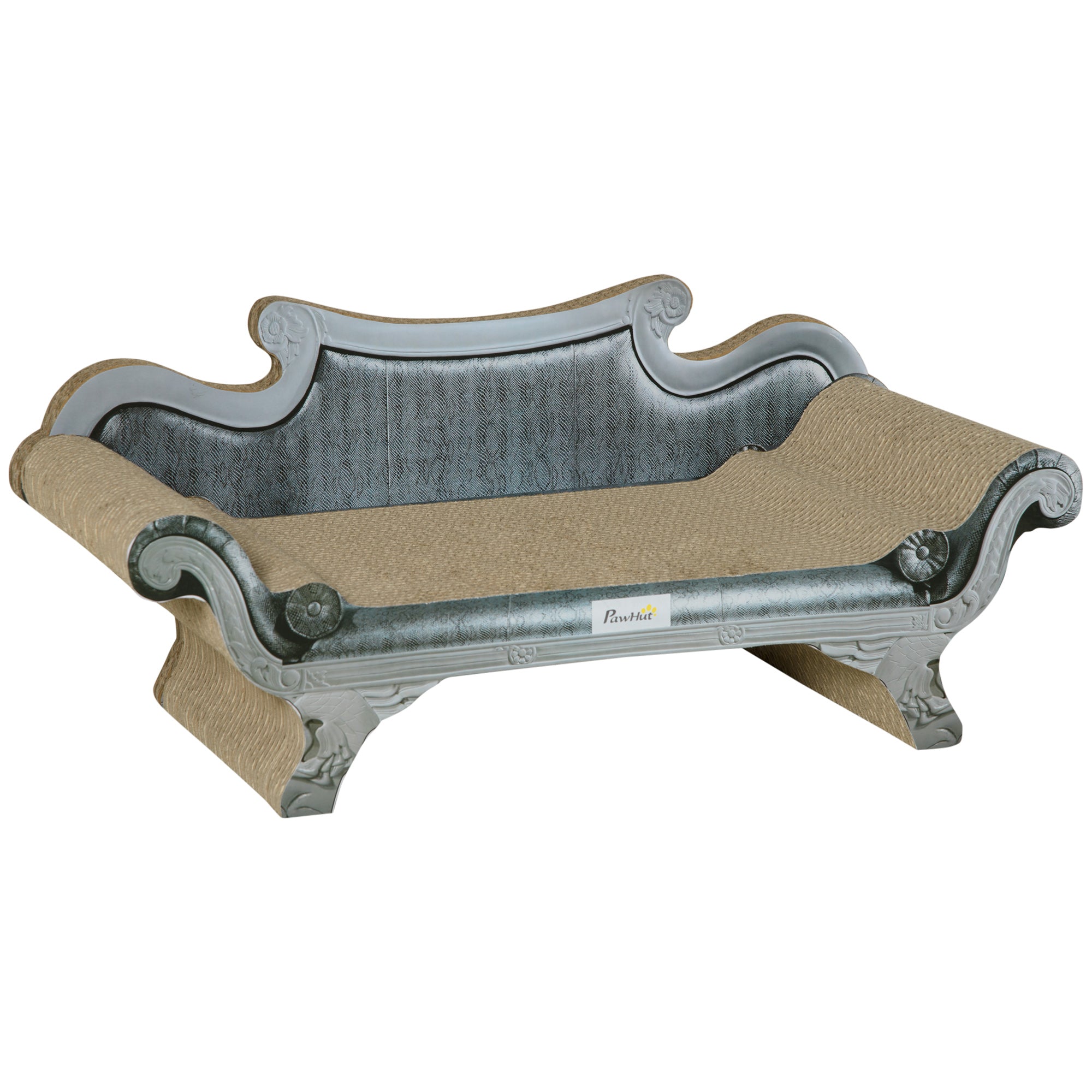 Cat Scratching Board Lounger Bed with Catnip 60x29x26.5cm - White Brown