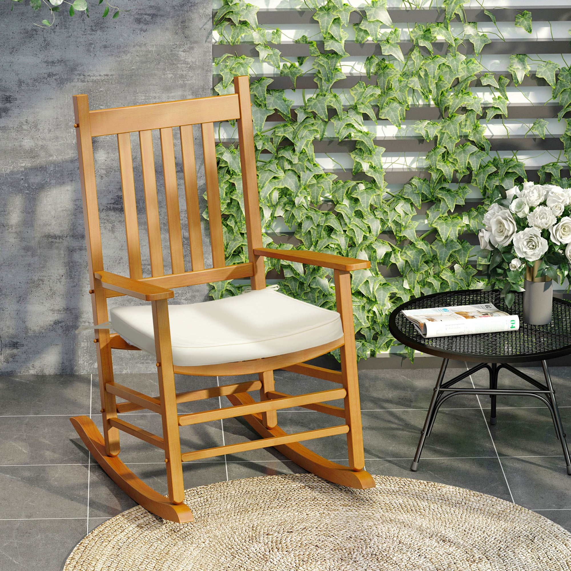 Set of 6 Chair Cushions with Tie Fastenings 42x42x5 cm - Cream White
