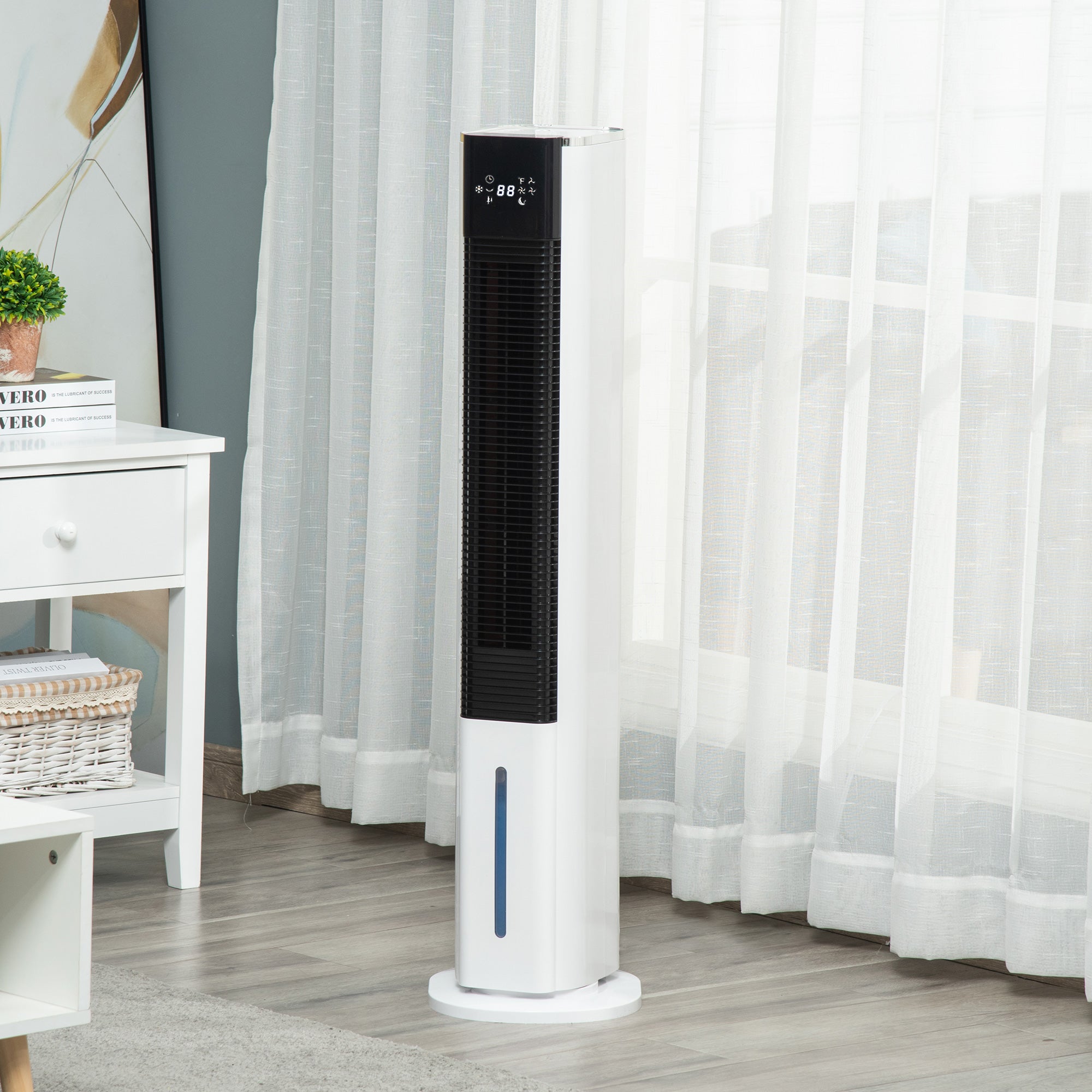 42 Inch Portable Air Cooler and Humidifier with Remote - White