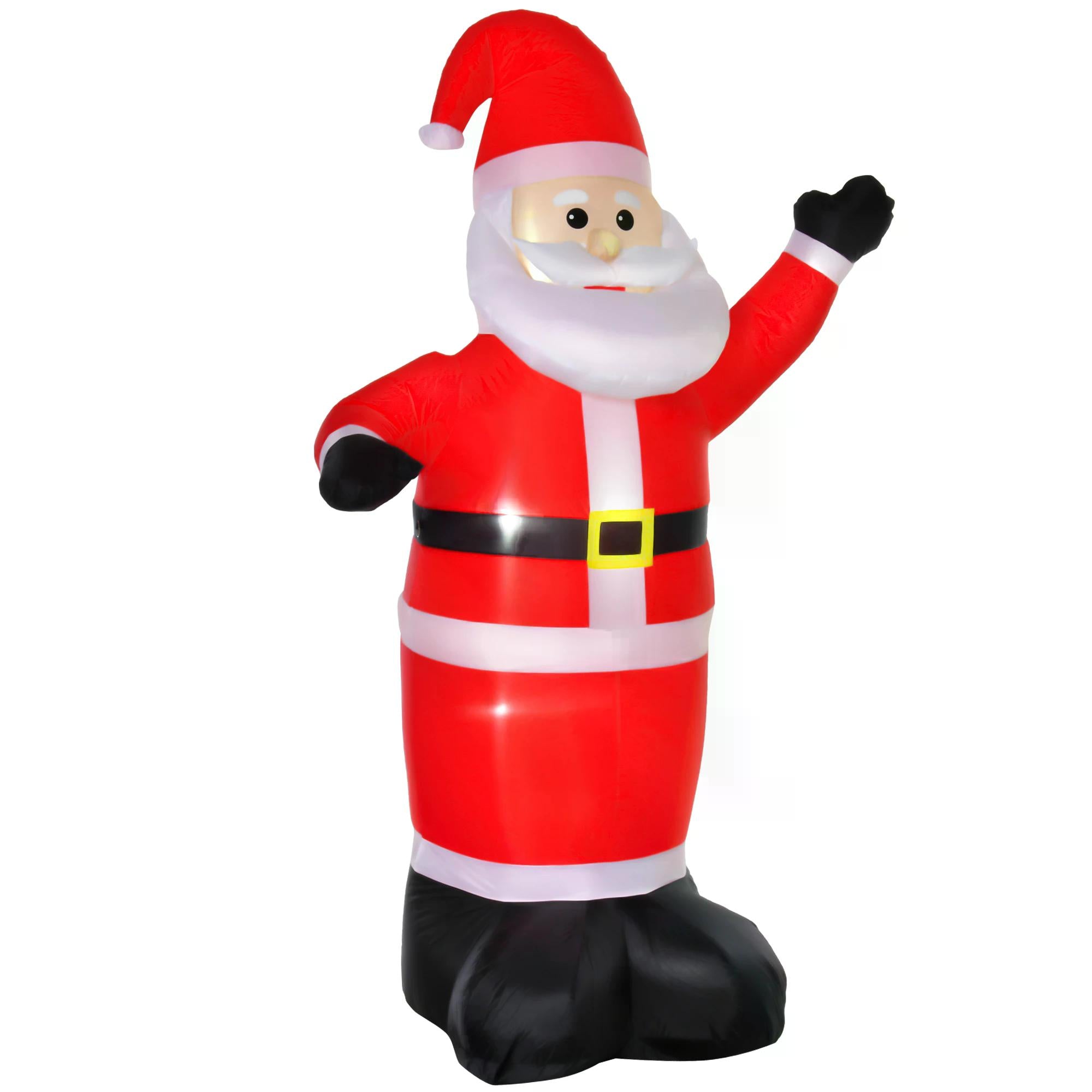 2.4m Inflatable Waving Santa Claus with LED Lights - Red