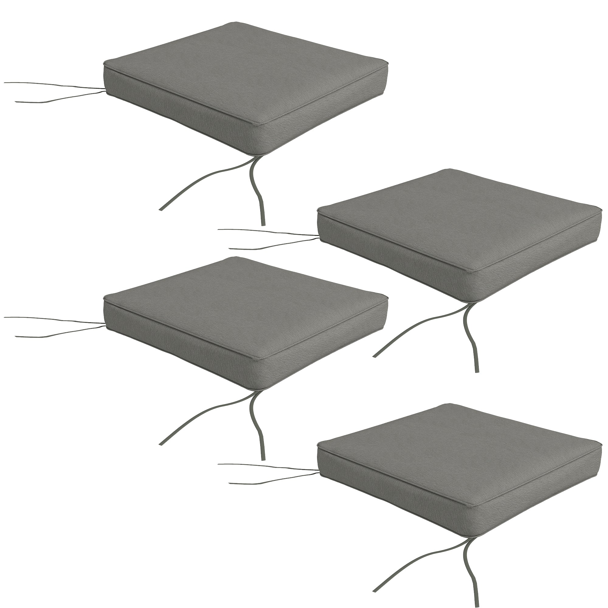 4-Piece Patio Chair Seat Cushion Set with Ties 51x51x8cm - Charcoal Grey