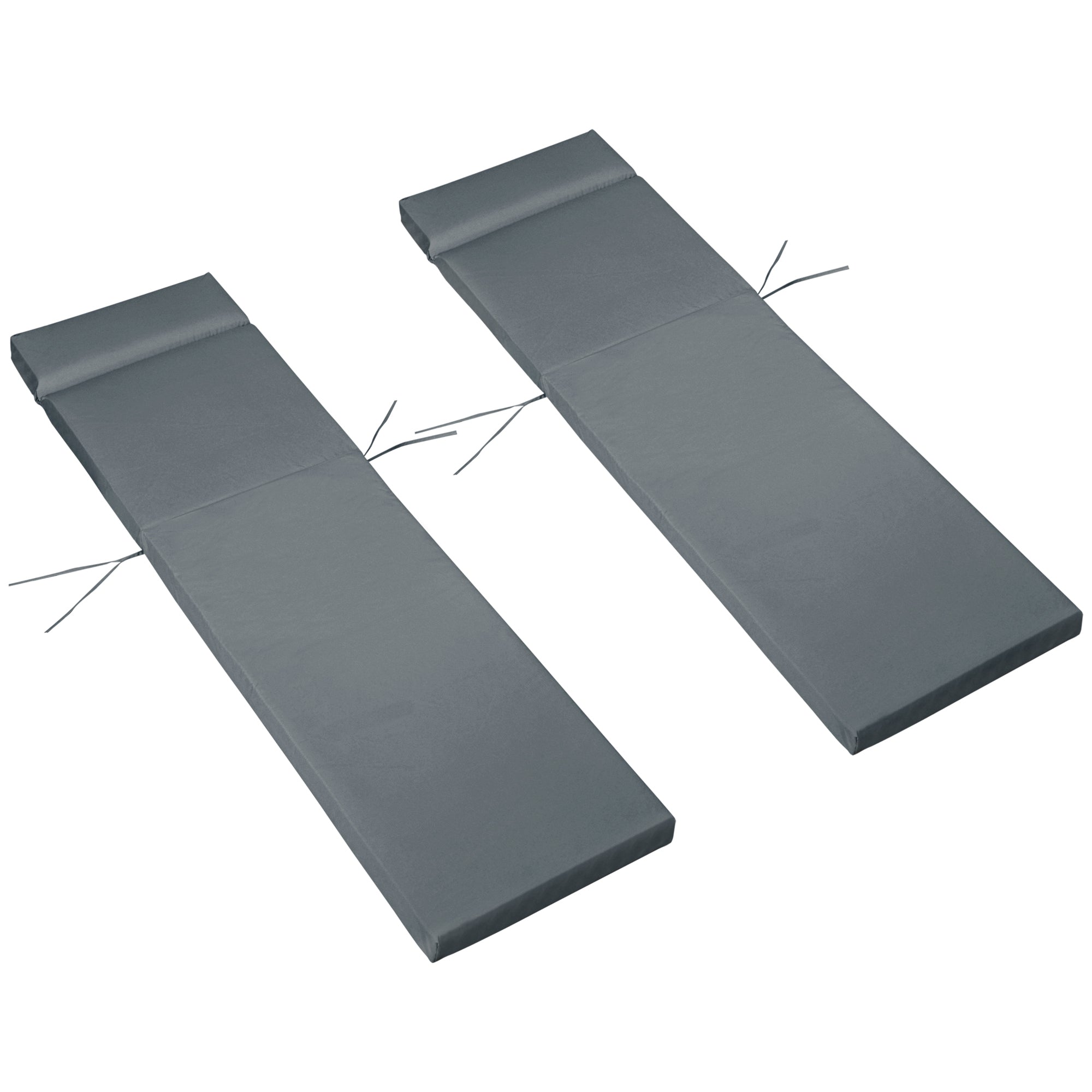 Set of 2 Replacement Sun Lounger Cushions for Rattan Furniture 196 x 55 cm - Dark Grey