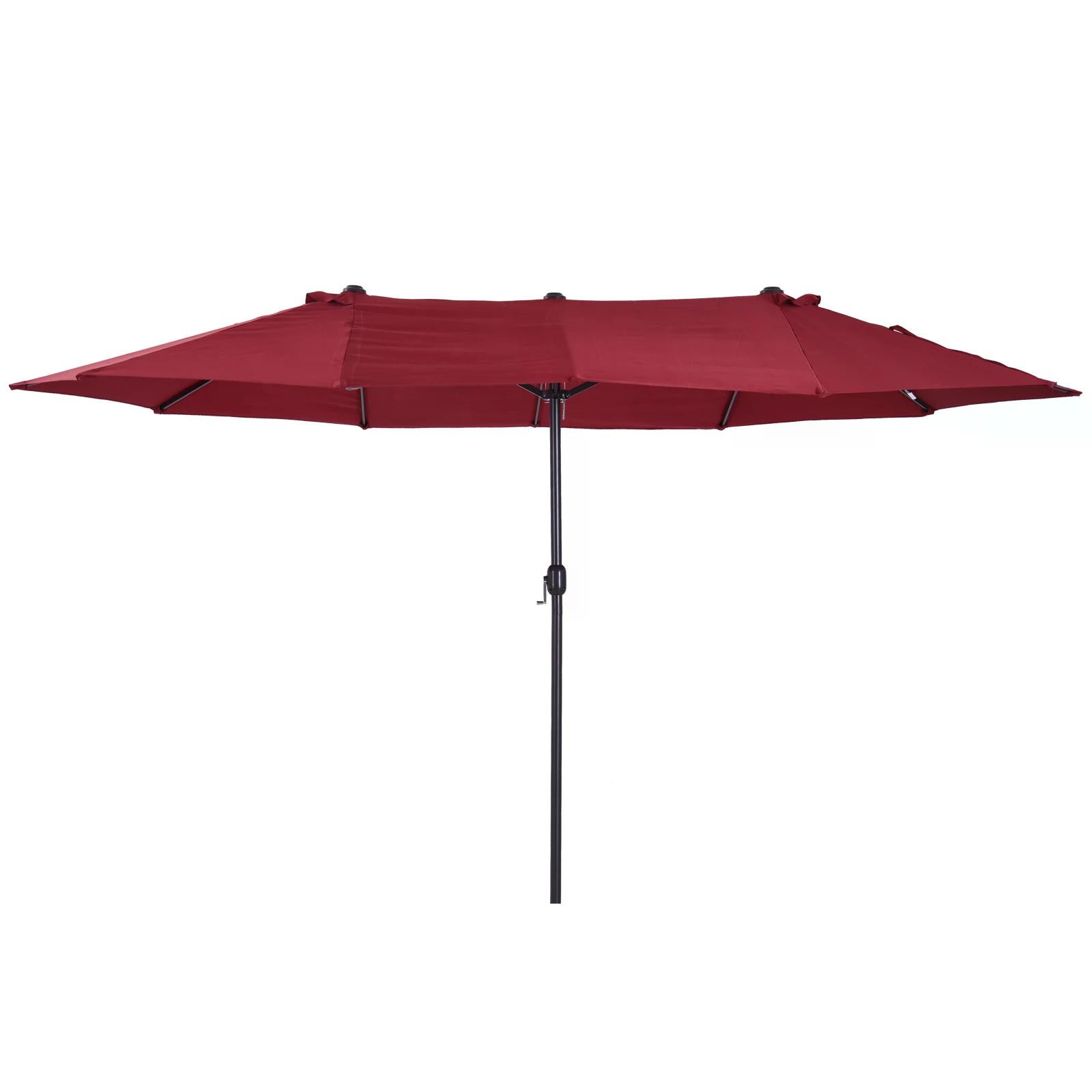 4.6m Double-Sided Patio Parasol with UV Protection - Wine Red
